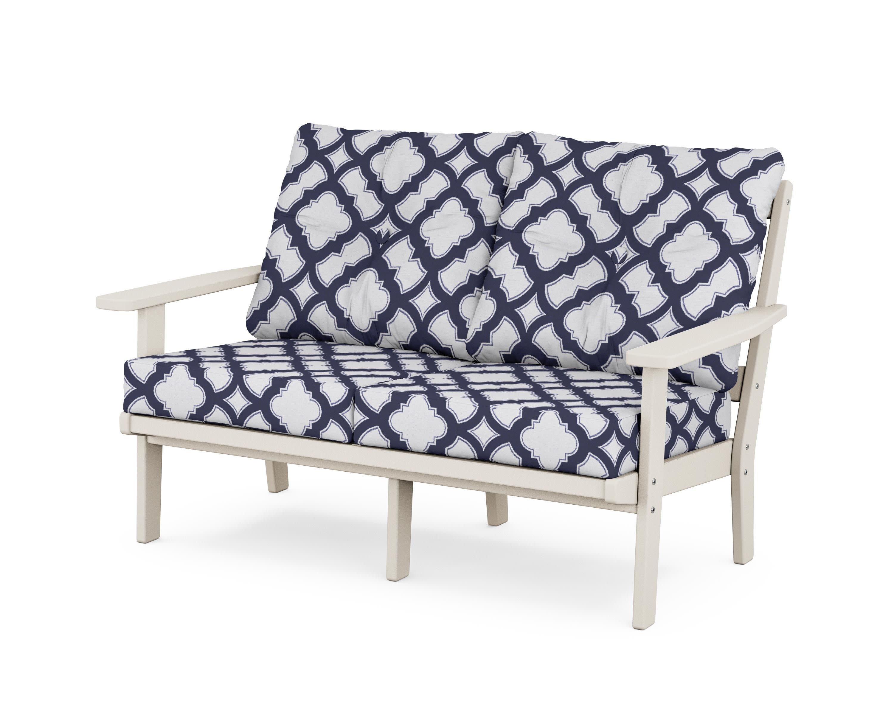 Prairie Deep SeatingLoveseat in Sand / Trellis Navy