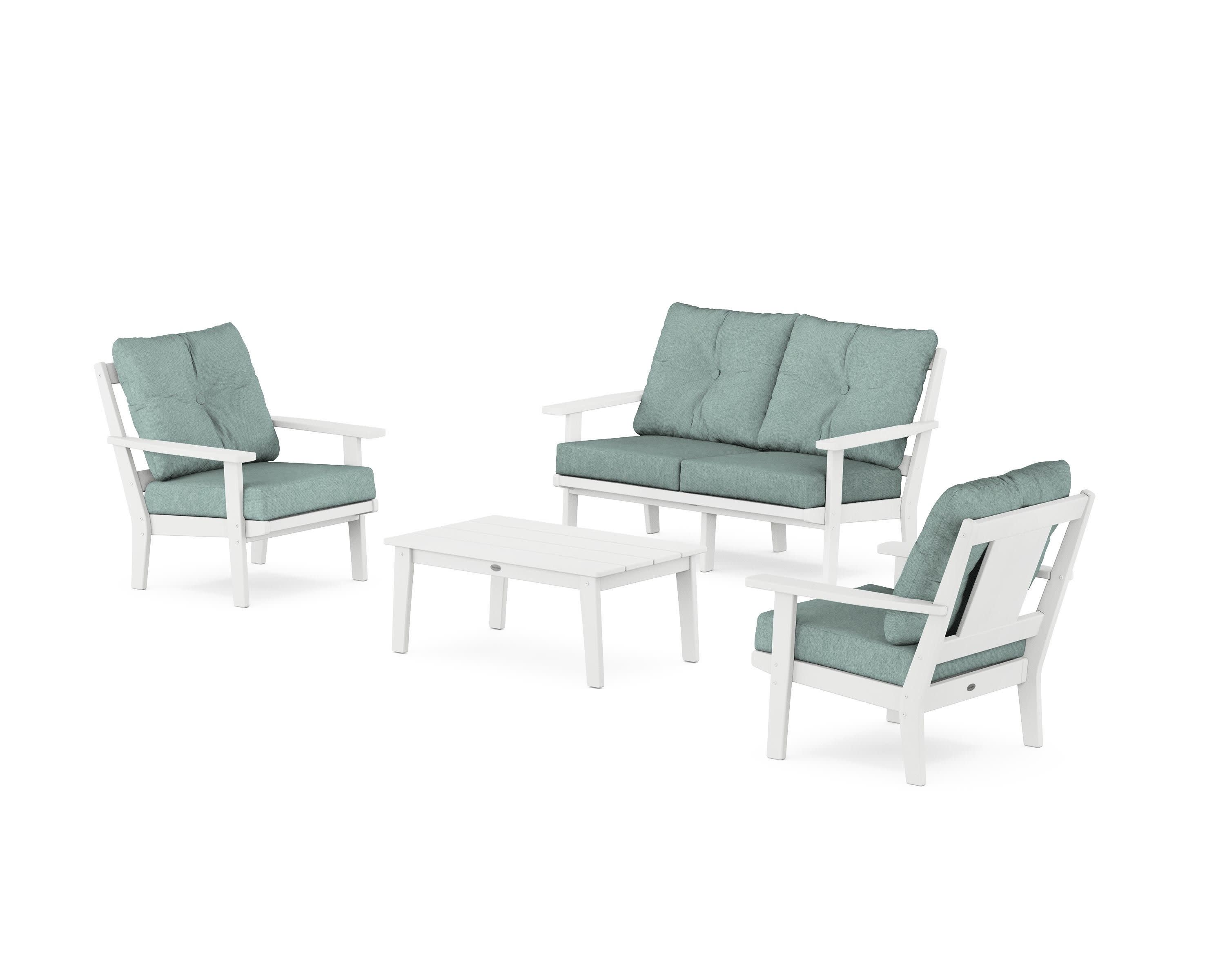 Prairie 4-Piece Deep Seating Set with Loveseat in White / Glacier Spa