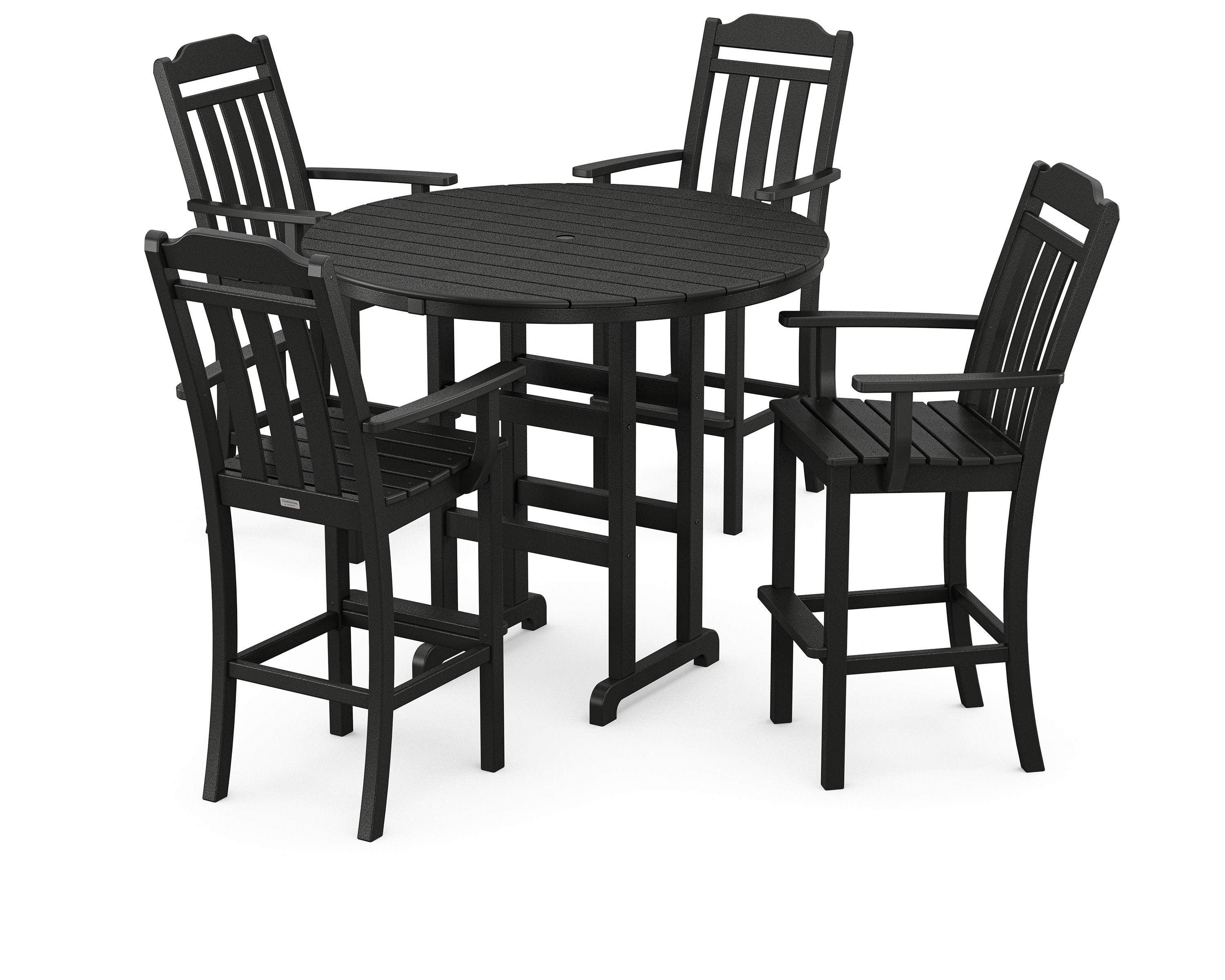 Cottage 5-Piece Round Farmhouse Bar Set in Black