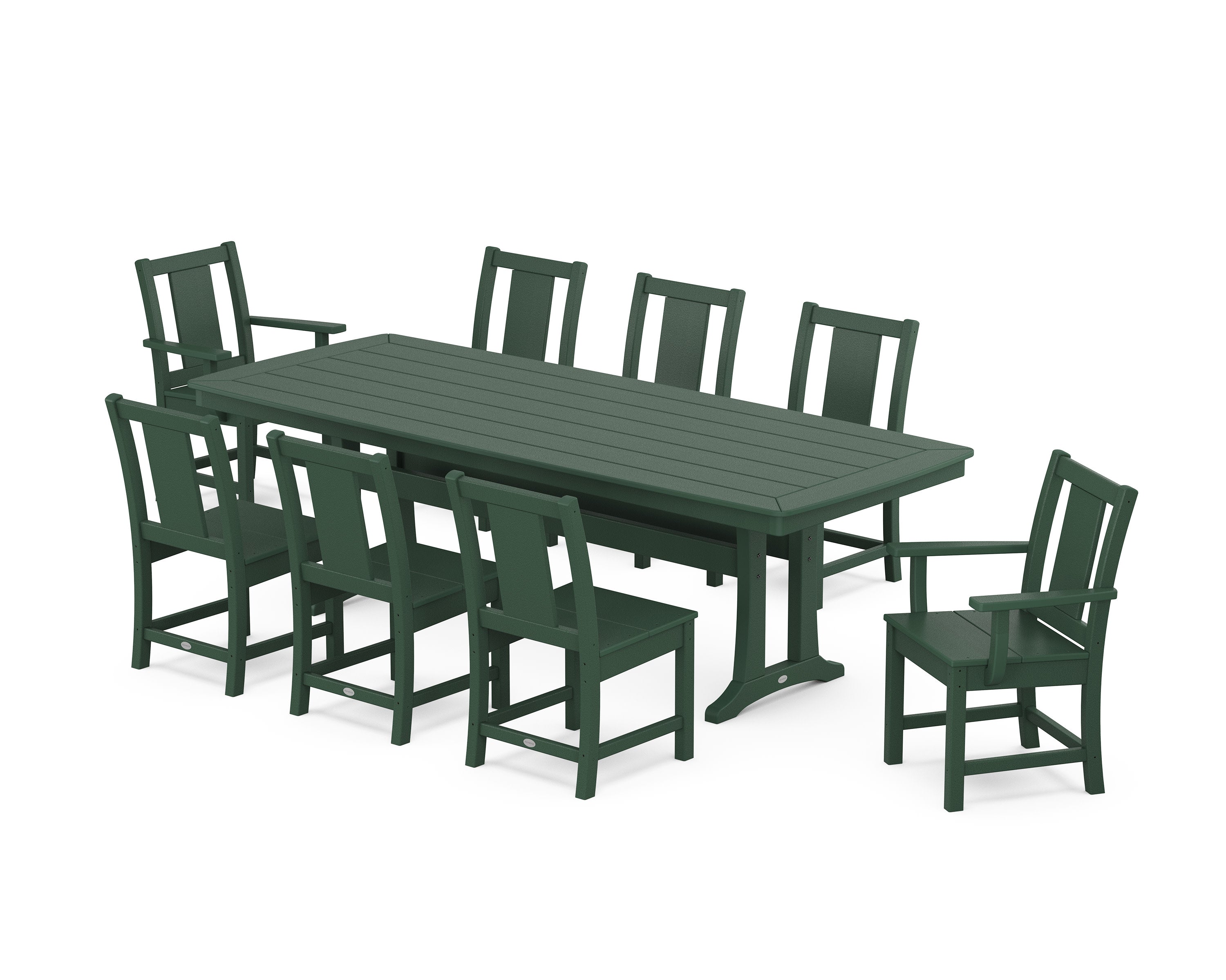 Prairie 9-Piece Dining Set with Trestle Legs in Green