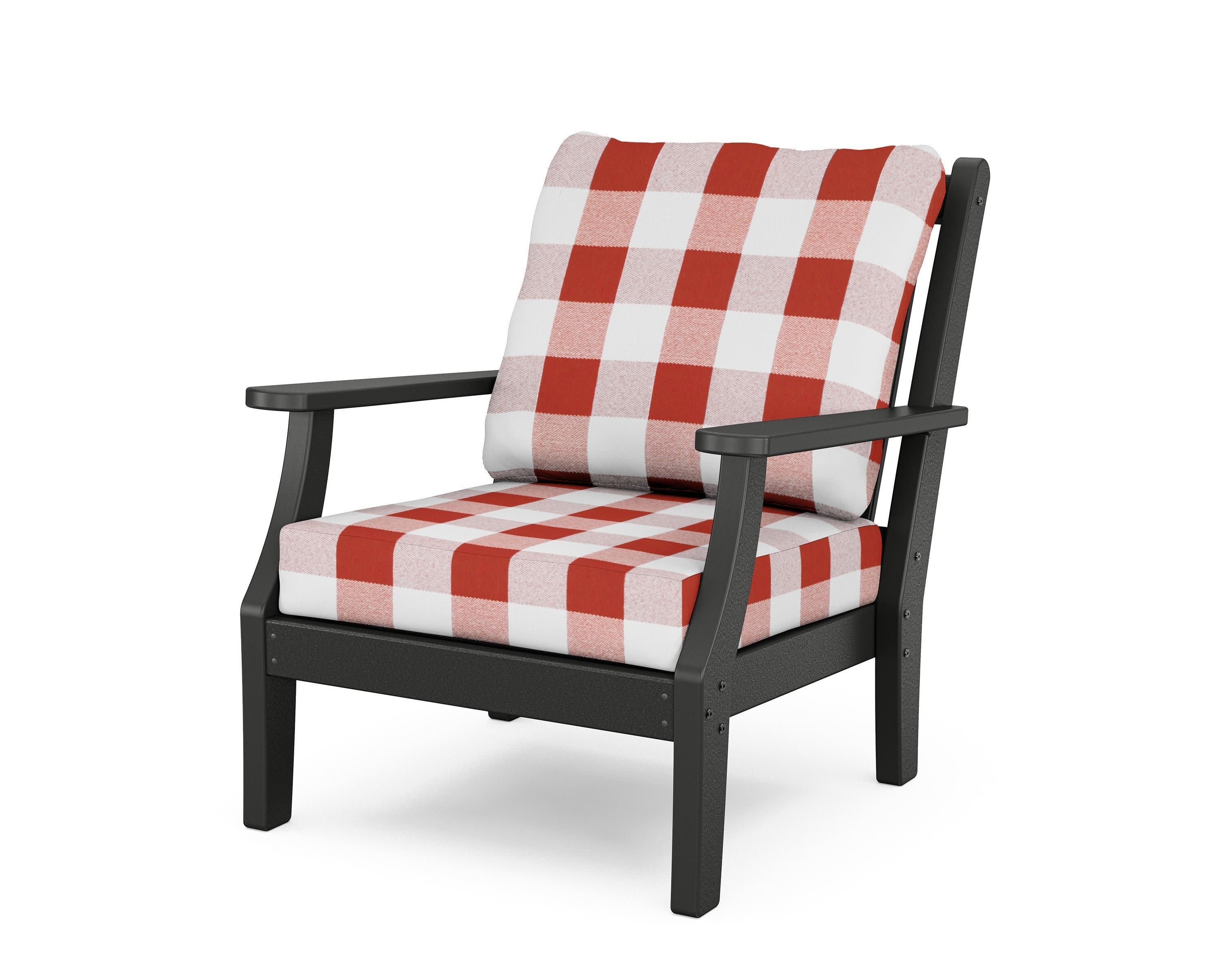 Wovendale Deep Seating Chair in Black / Buffalo Plaid Crimson