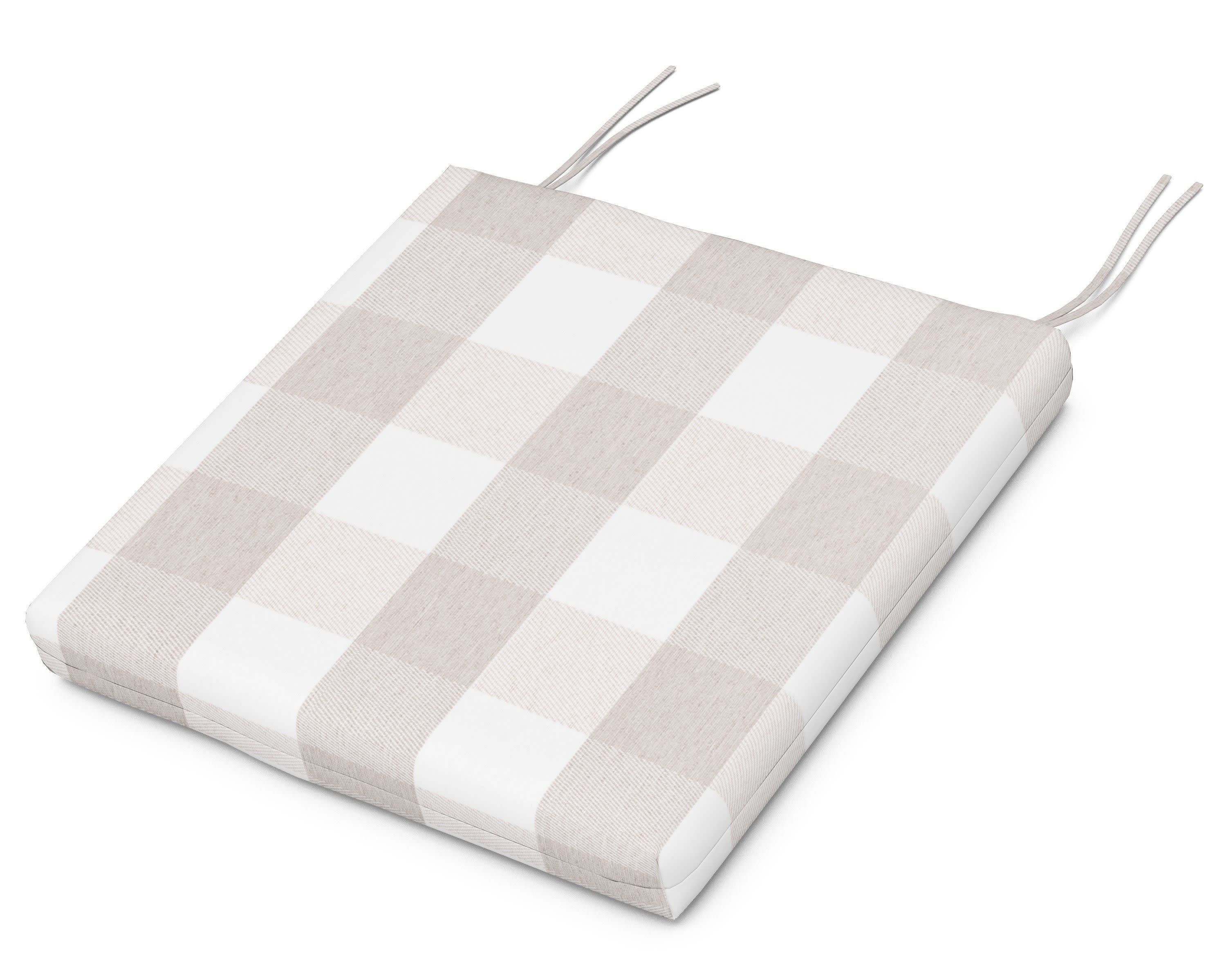 Standard Seat Cushion 17.25"D x 19.25"W x 2.5"H in Buffalo Plaid Dune Burlap