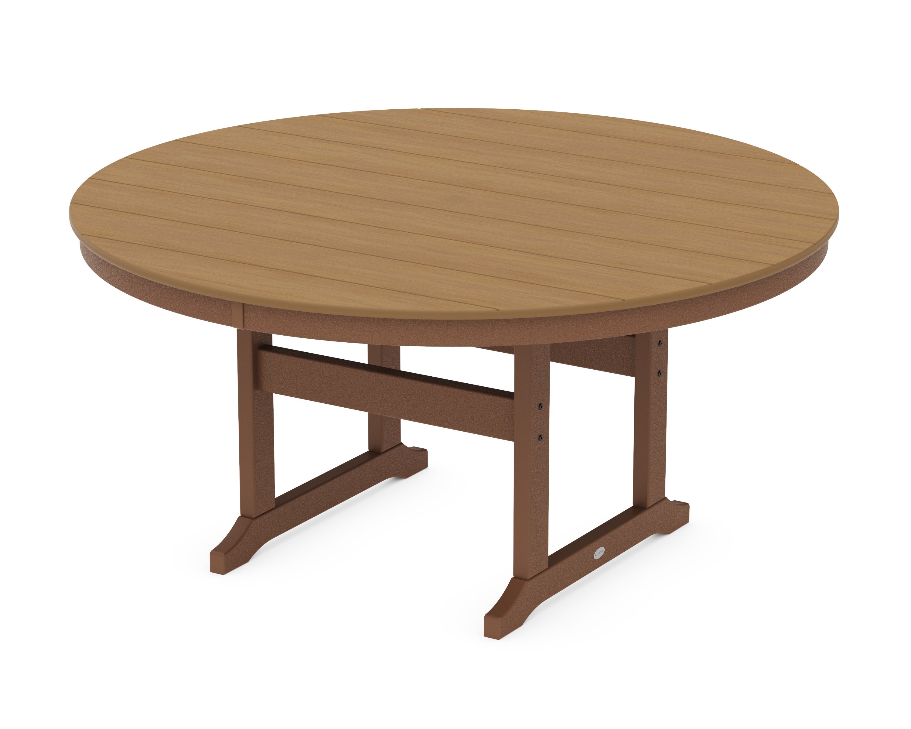 60" Round Farmhouse Dining Table in Teak / Natural
