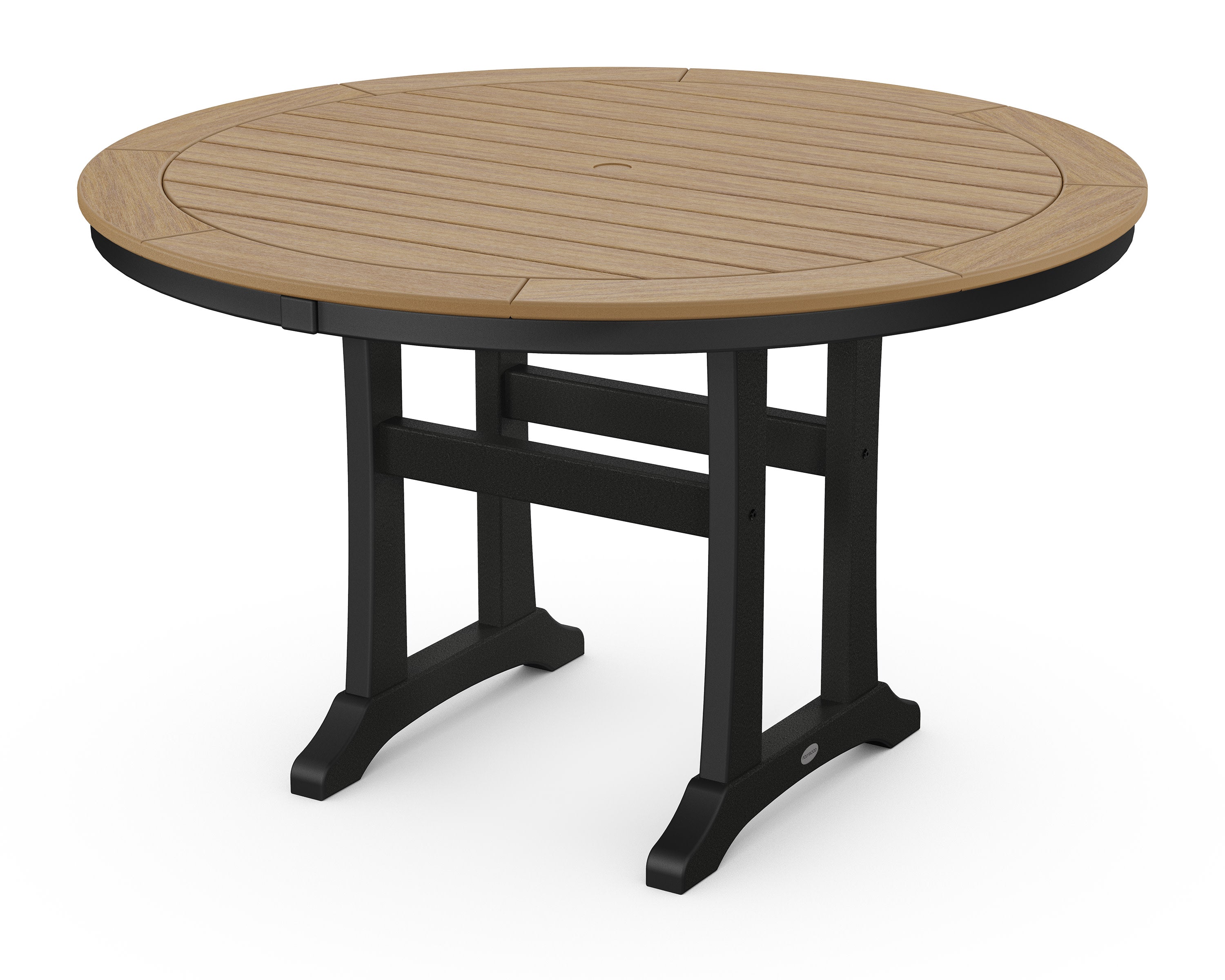Nautical Trestle 48" Round Dining Table in Black / Natural