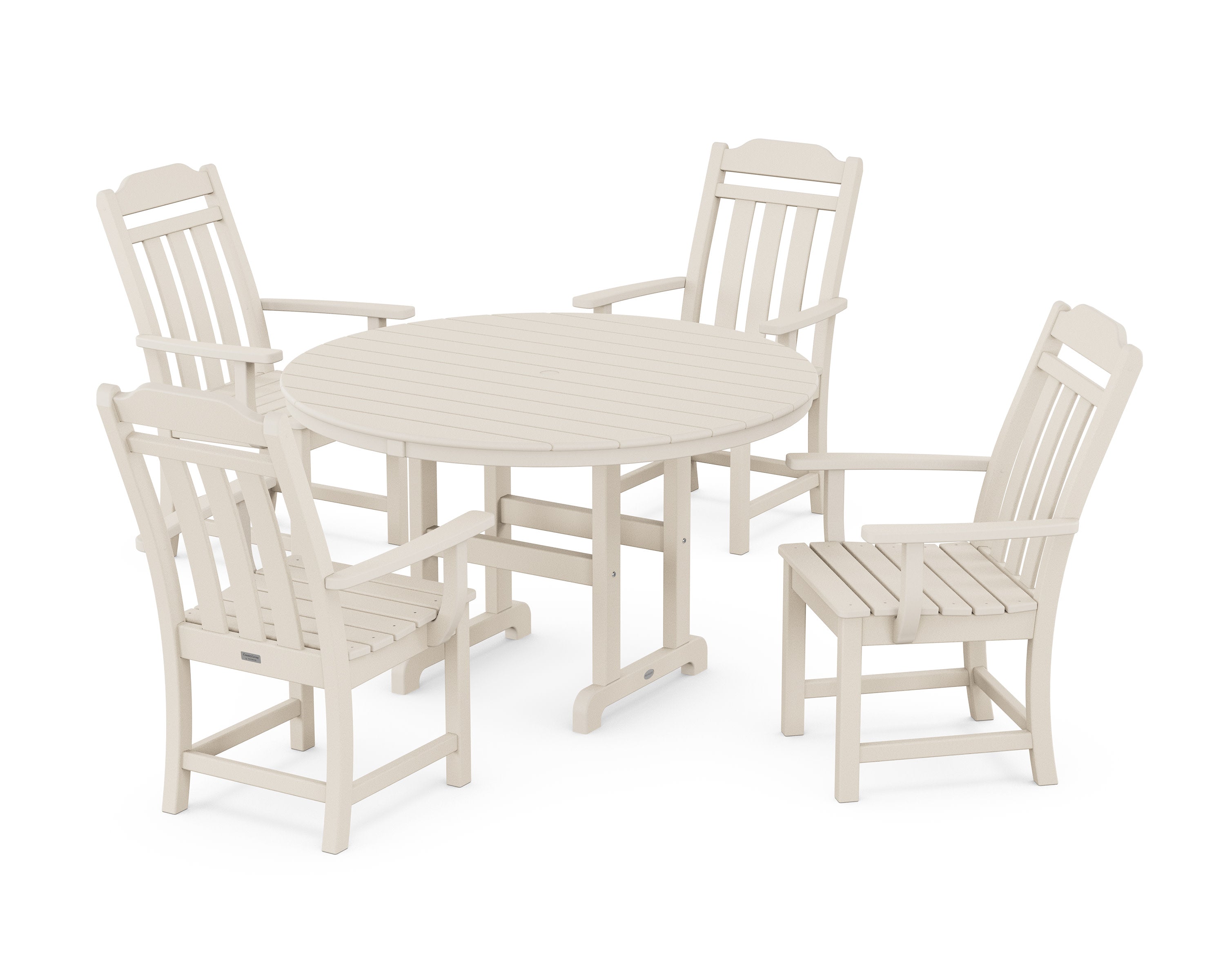 Cottage 5-Piece Round Farmhouse Dining Set in Sand