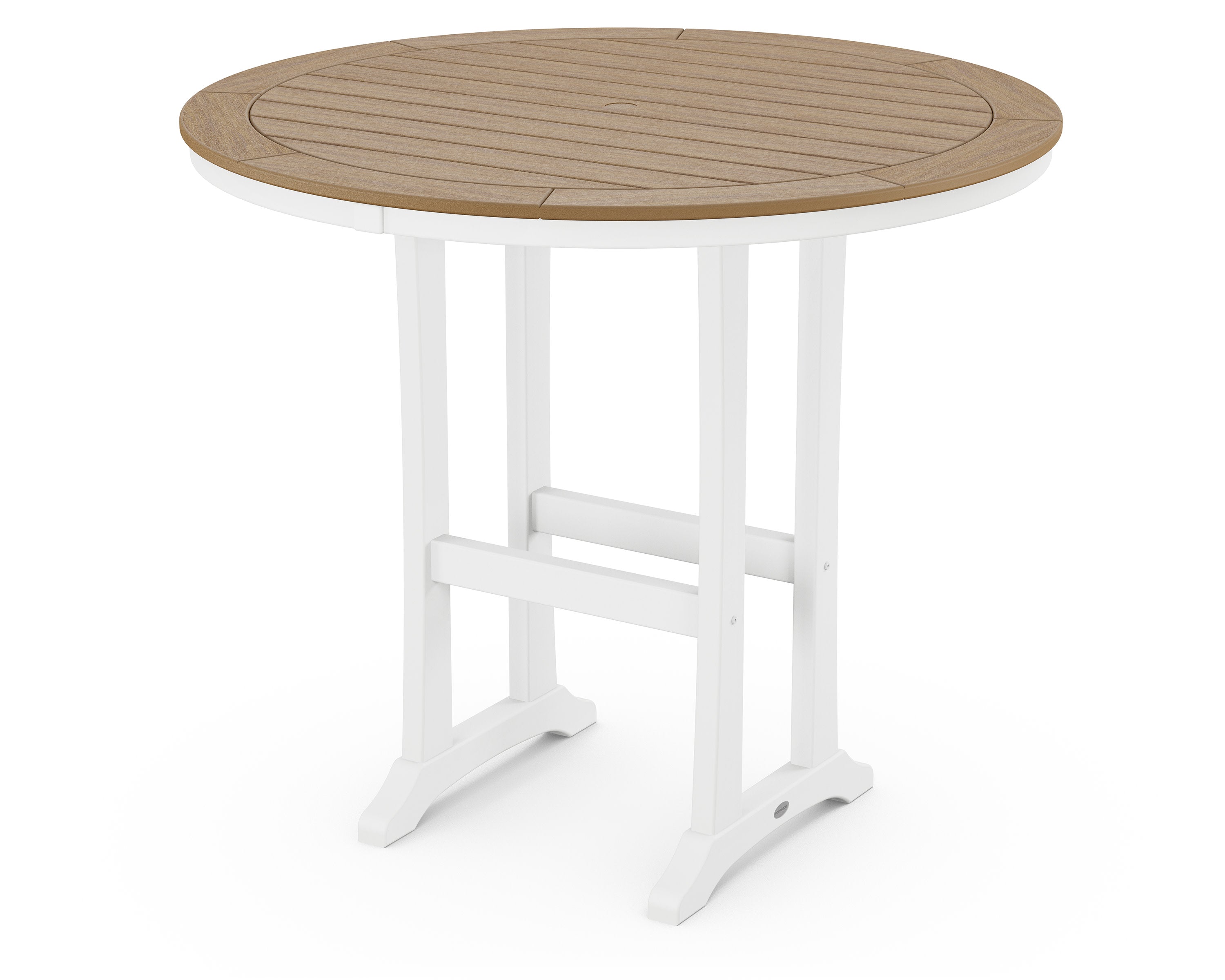 Nautical Trestle 48" Round Bar Table in White / Natural