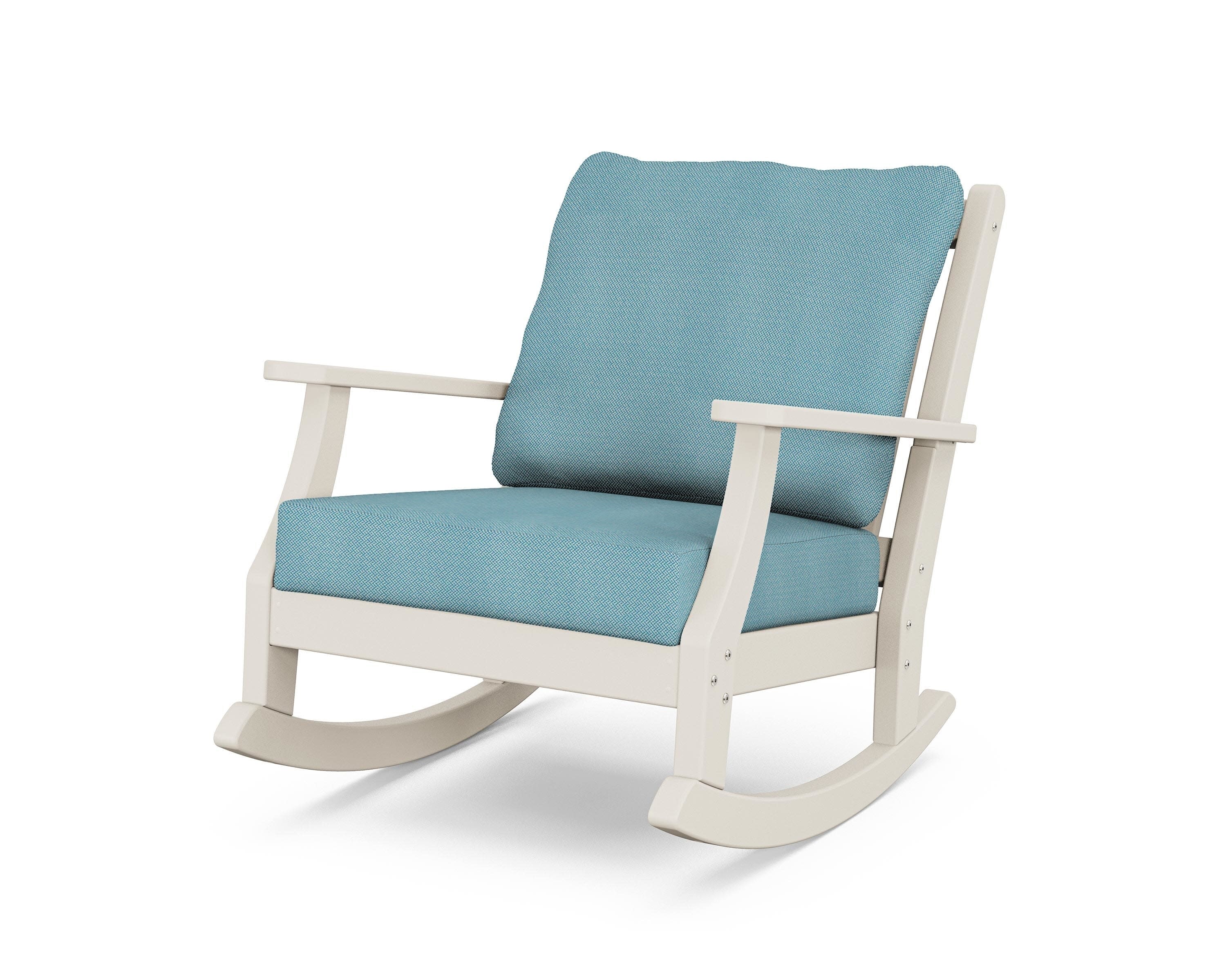 Wovendale Deep Seating Rocking Chair in Sand / Lattice Sky Blue