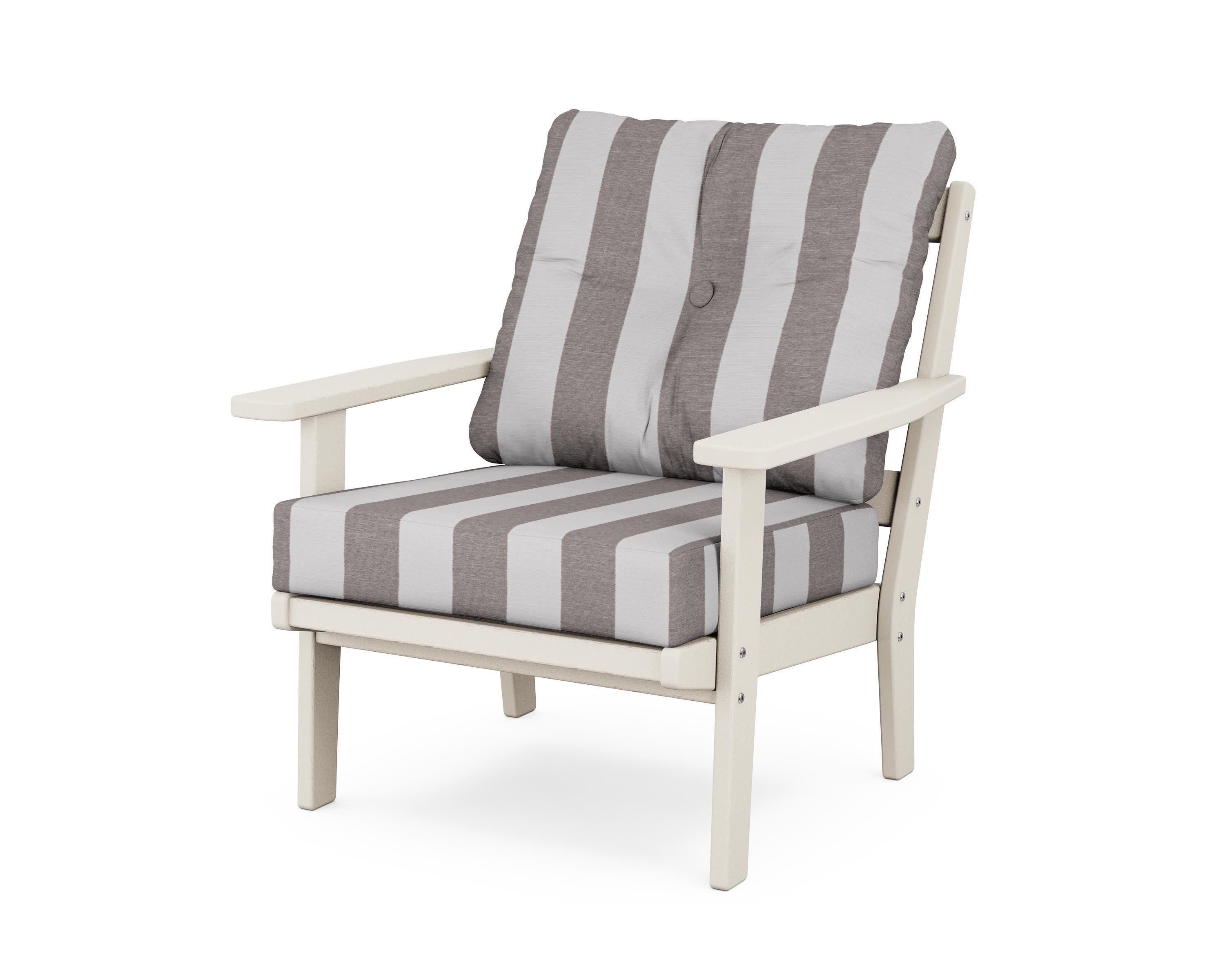 Prairie Deep Seating Chair in Sand / Cabana Stripe Grey Mist