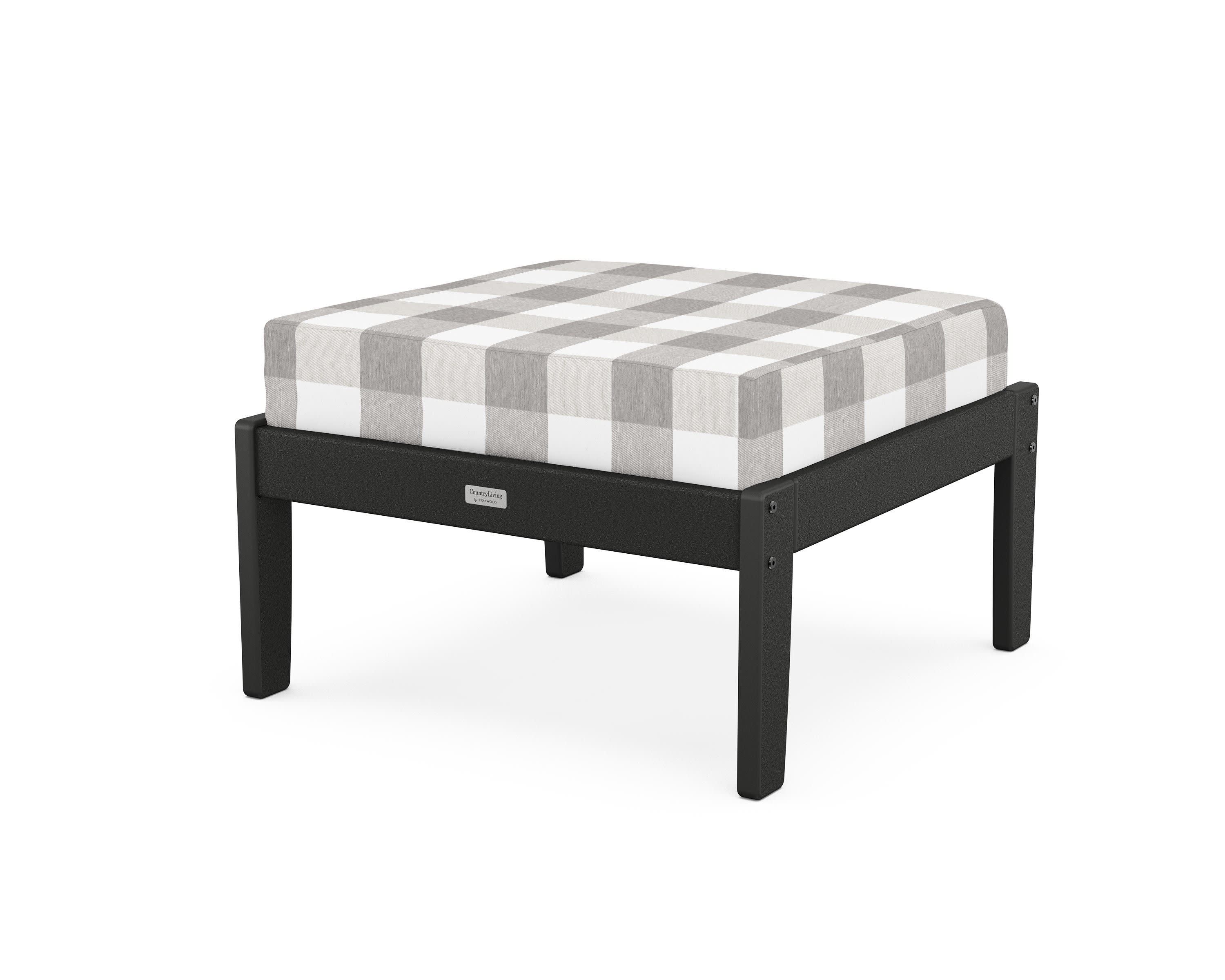 Cottage Deep Seating Ottoman in Black / Buffalo Plaid Grey Mist