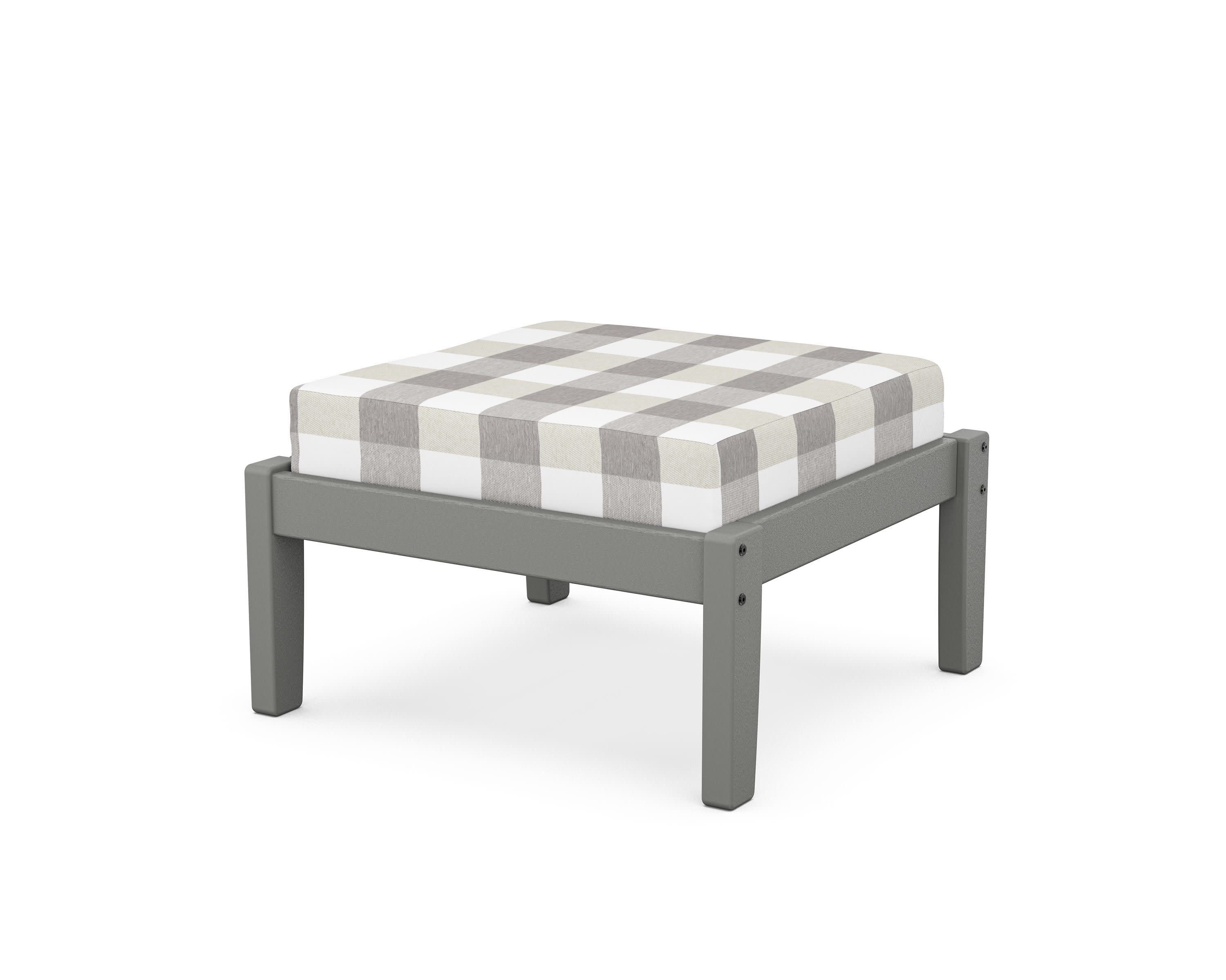 Deep Seating Ottoman in Slate Grey / Buffalo Plaid Grey Mist