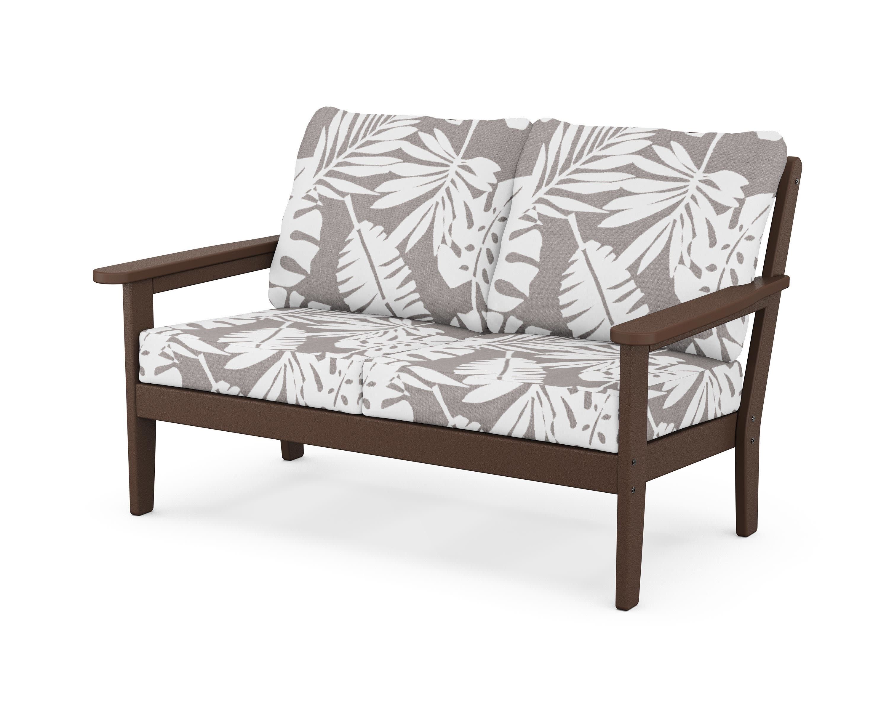Cottage Deep Seating Loveseat in Mahogany / Leaf Grey Mist