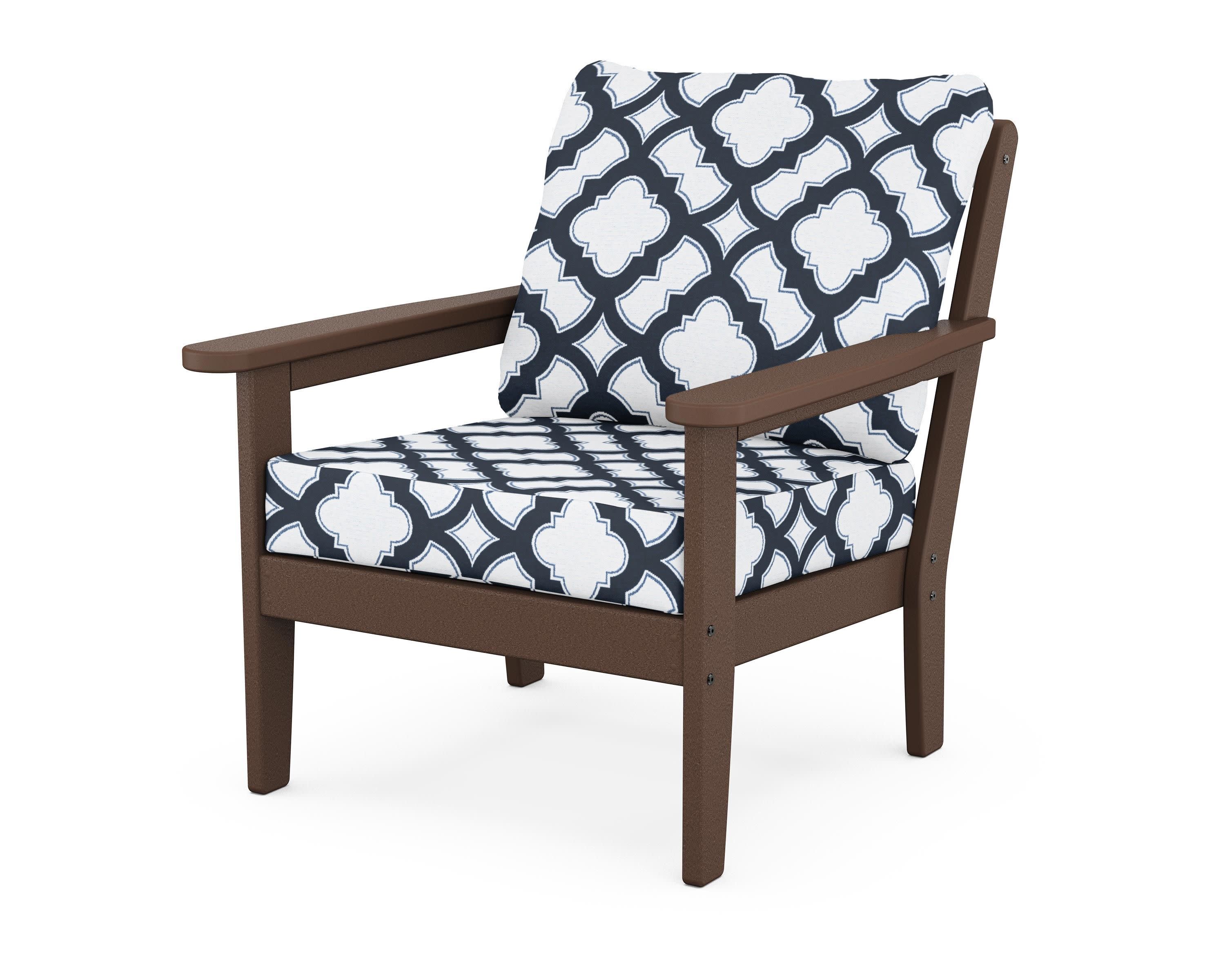 Cottage Deep Seating Chair in Mahogany / Trellis Marine Indigo