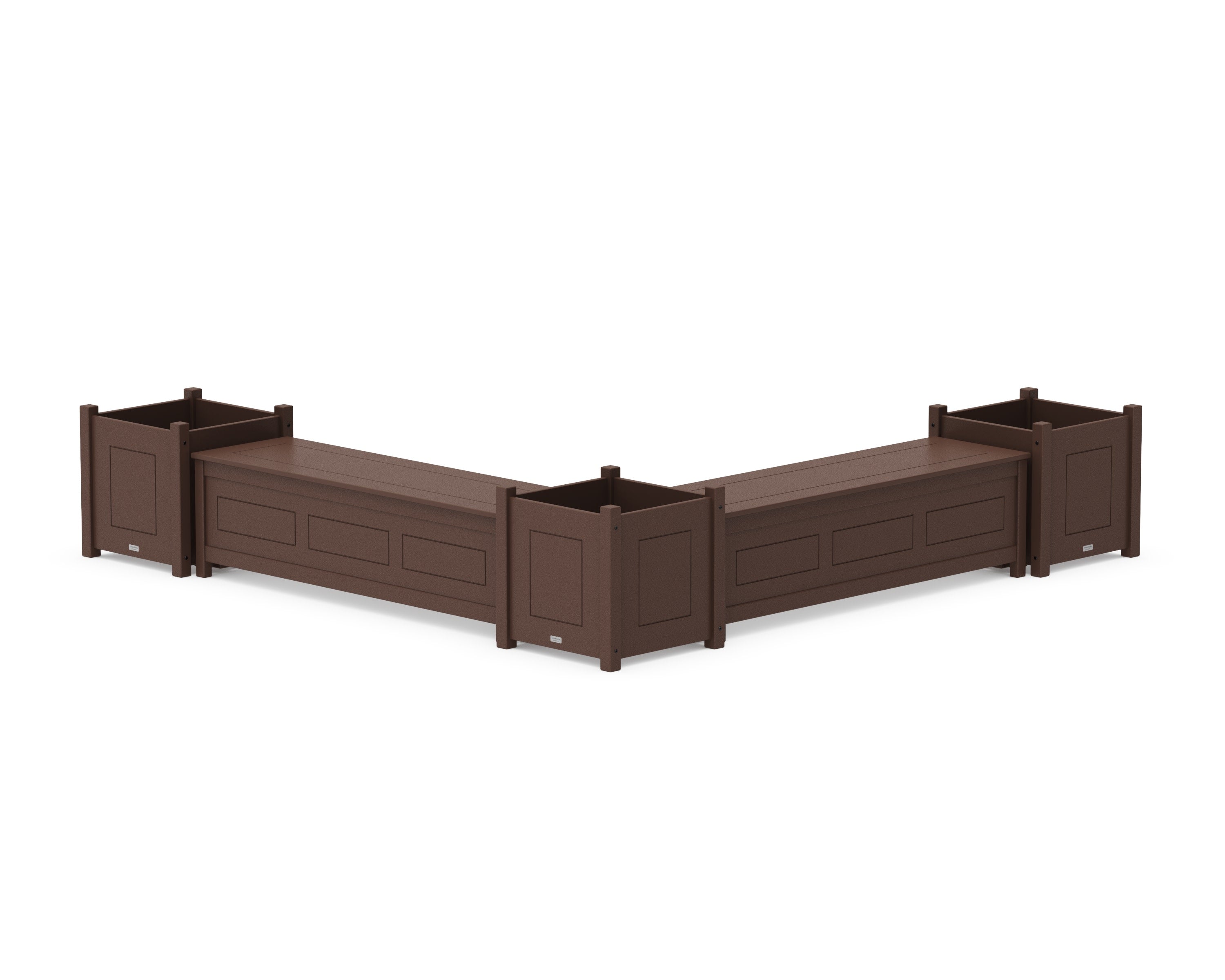 60" Country Living L- Shaped Planter Storage Bench Corner Set- Large in Mahogany