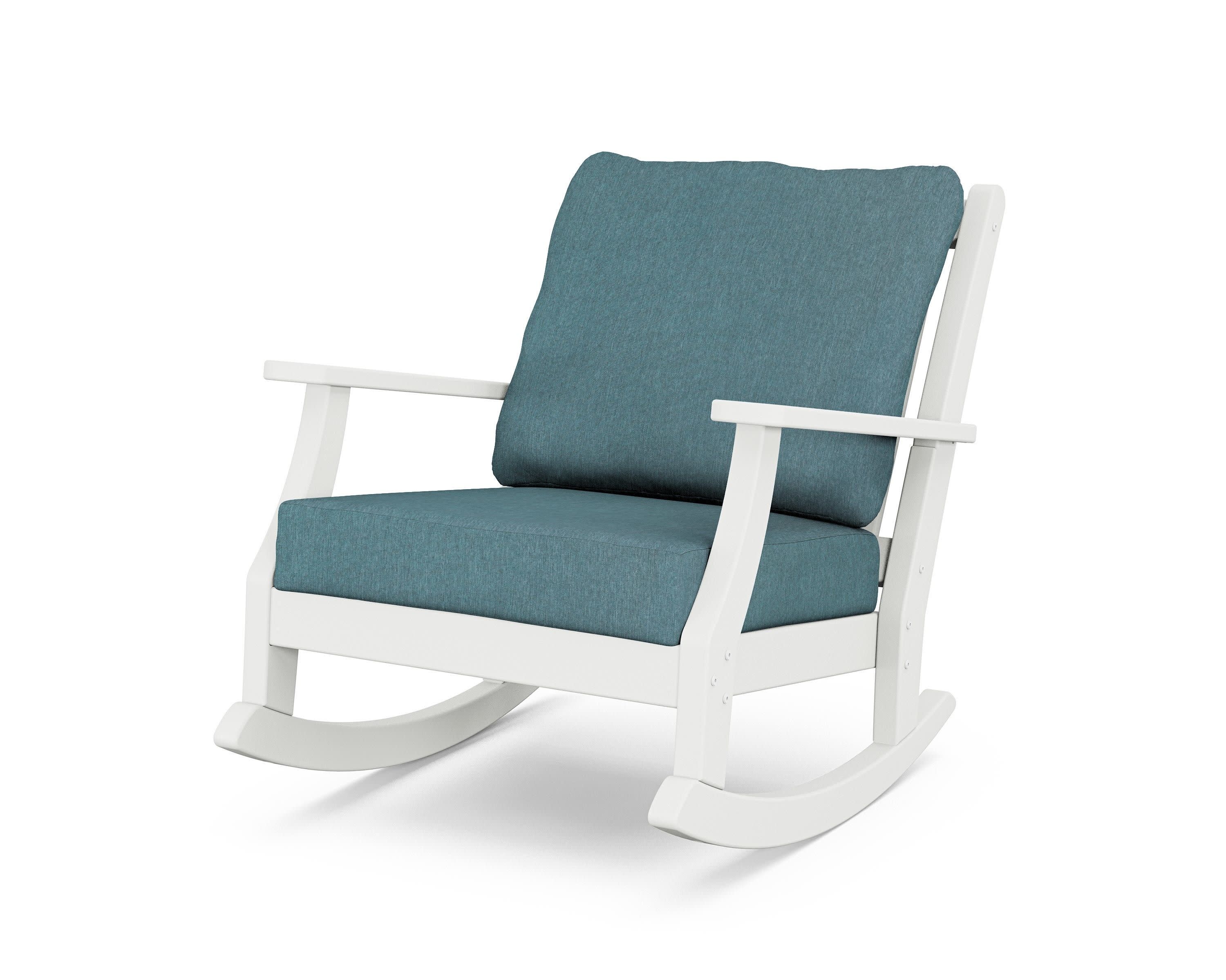 Wovendale Deep Seating Rocking Chair in White / Ocean Teal