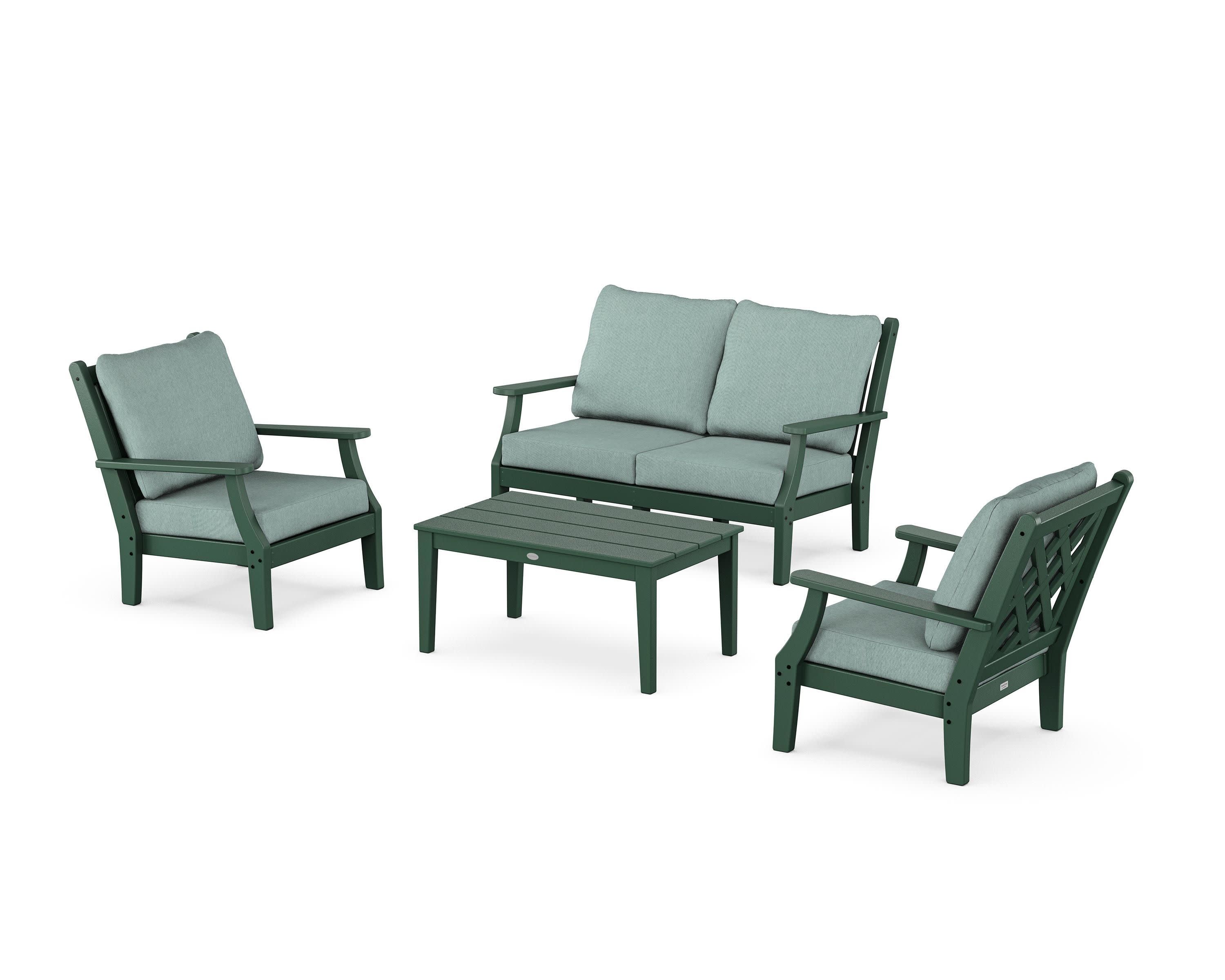 Wovendale 4-Piece Deep Seating Set with Loveseat in Green / Glacier Spa