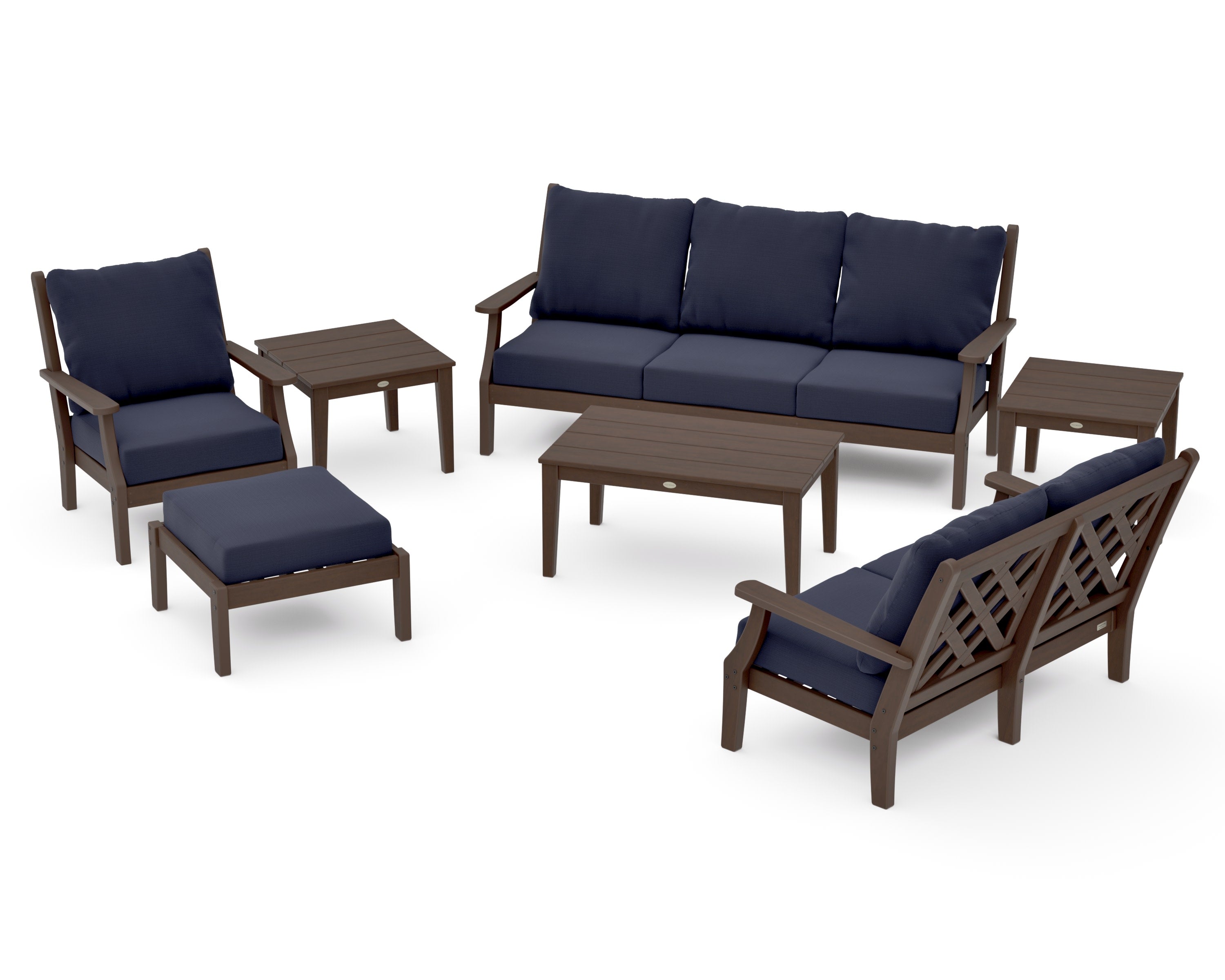 Wovendale 7-Piece Deep Seating Set in Kona / Navy Linen