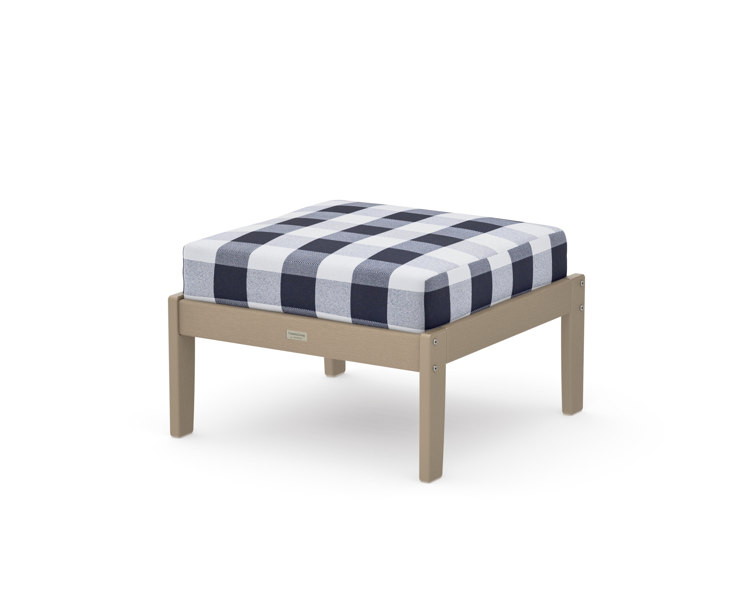 Cottage Deep Seating Ottoman in Vintage Sahara / Buffalo Plaid Navy