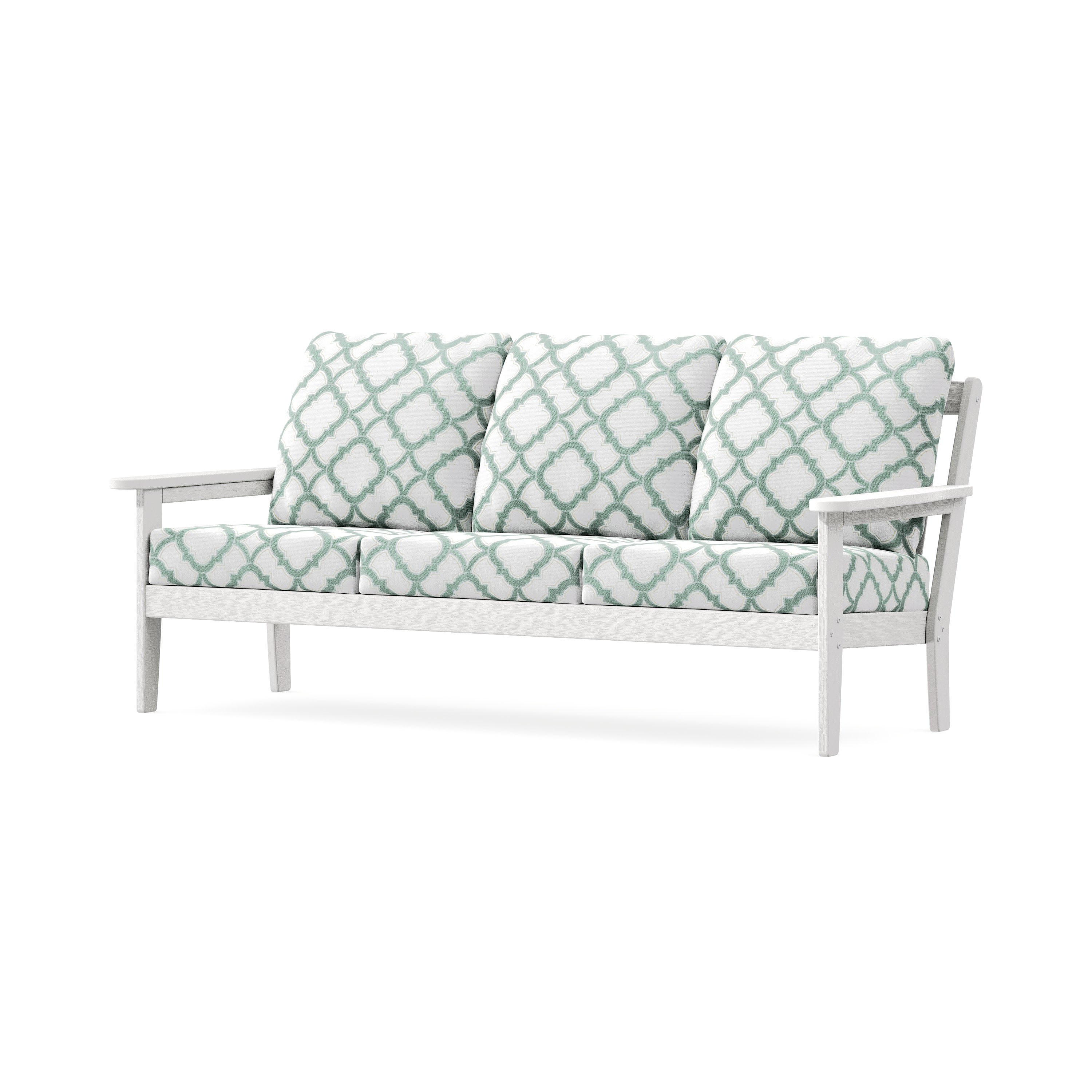 Cottage Deep Seating Sofa in Vintage White / Trellis Glacier Spa