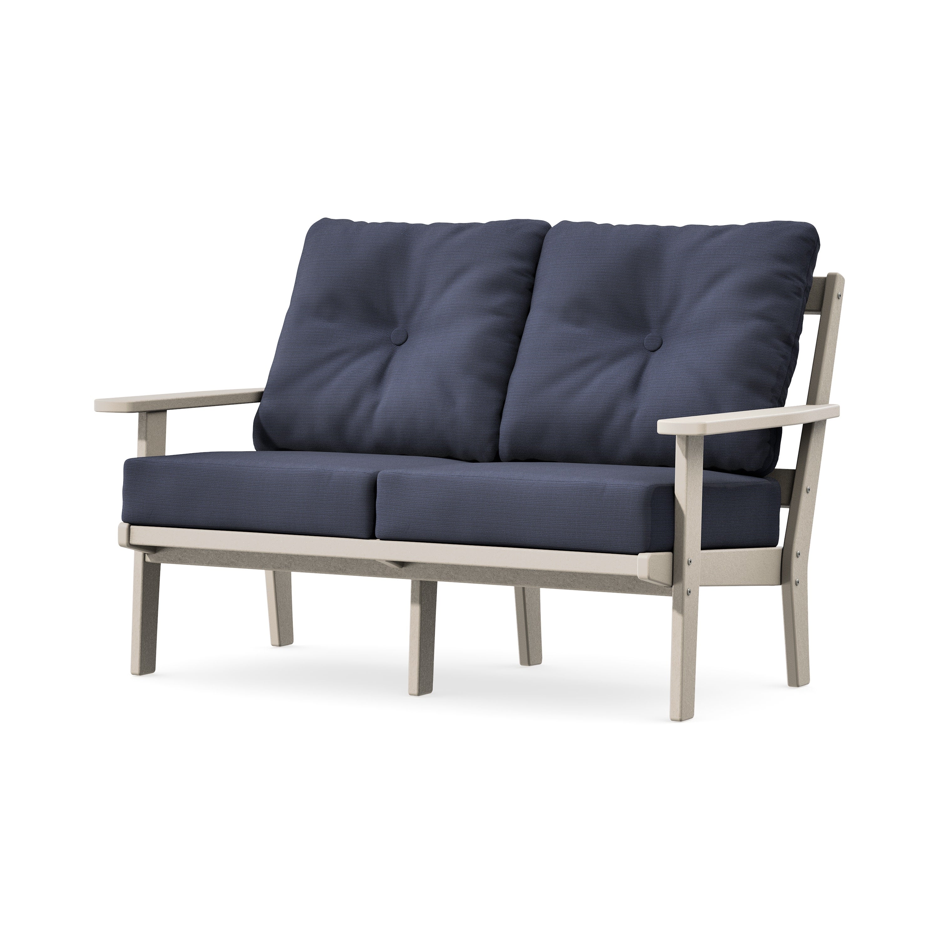 Prairie Deep SeatingLoveseat in Sand / Navy Linen