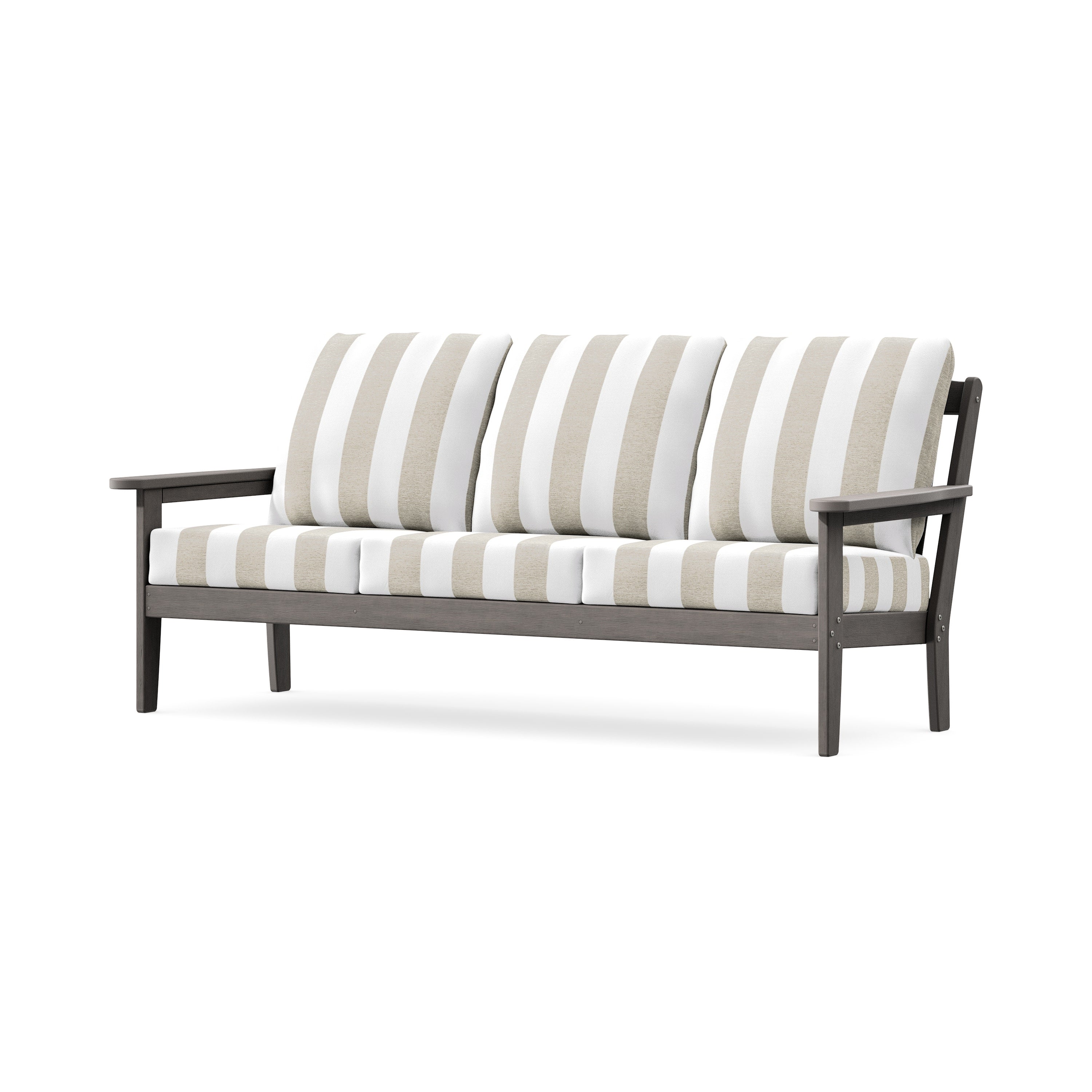 Cottage Deep Seating Sofa in Driftwood / Cabana Stripe Dune Burlap