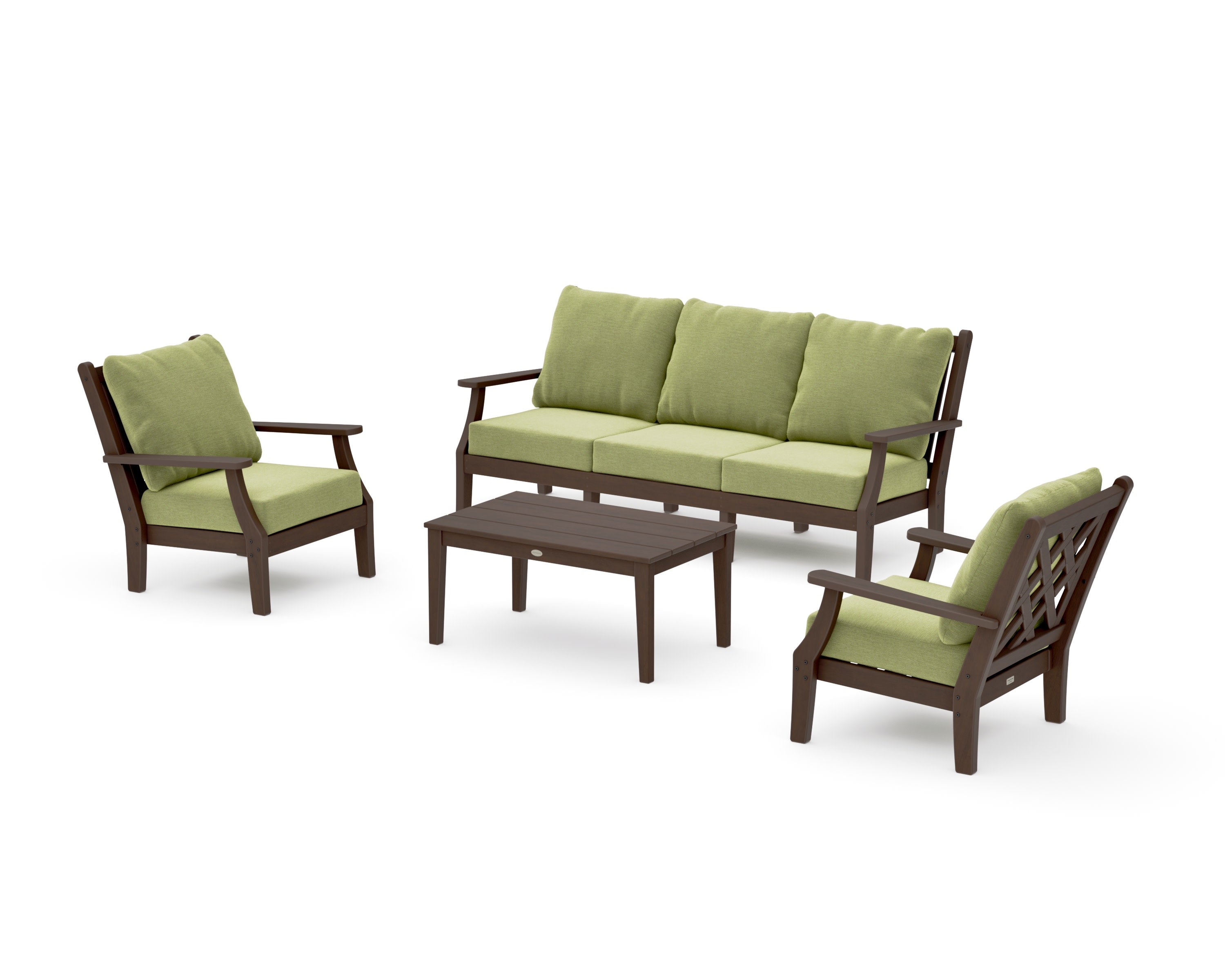 Wovendale 4-Piece Deep Seating Set with Sofa in Kona / Chartreuse Boucle