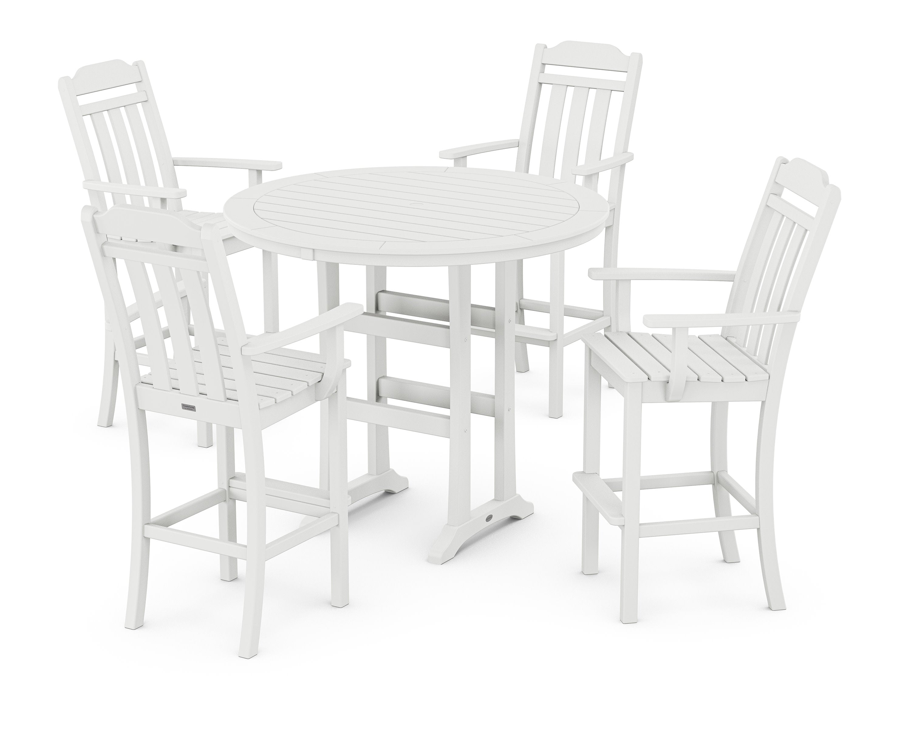 Cottage 5-Piece Round Bar Set in White