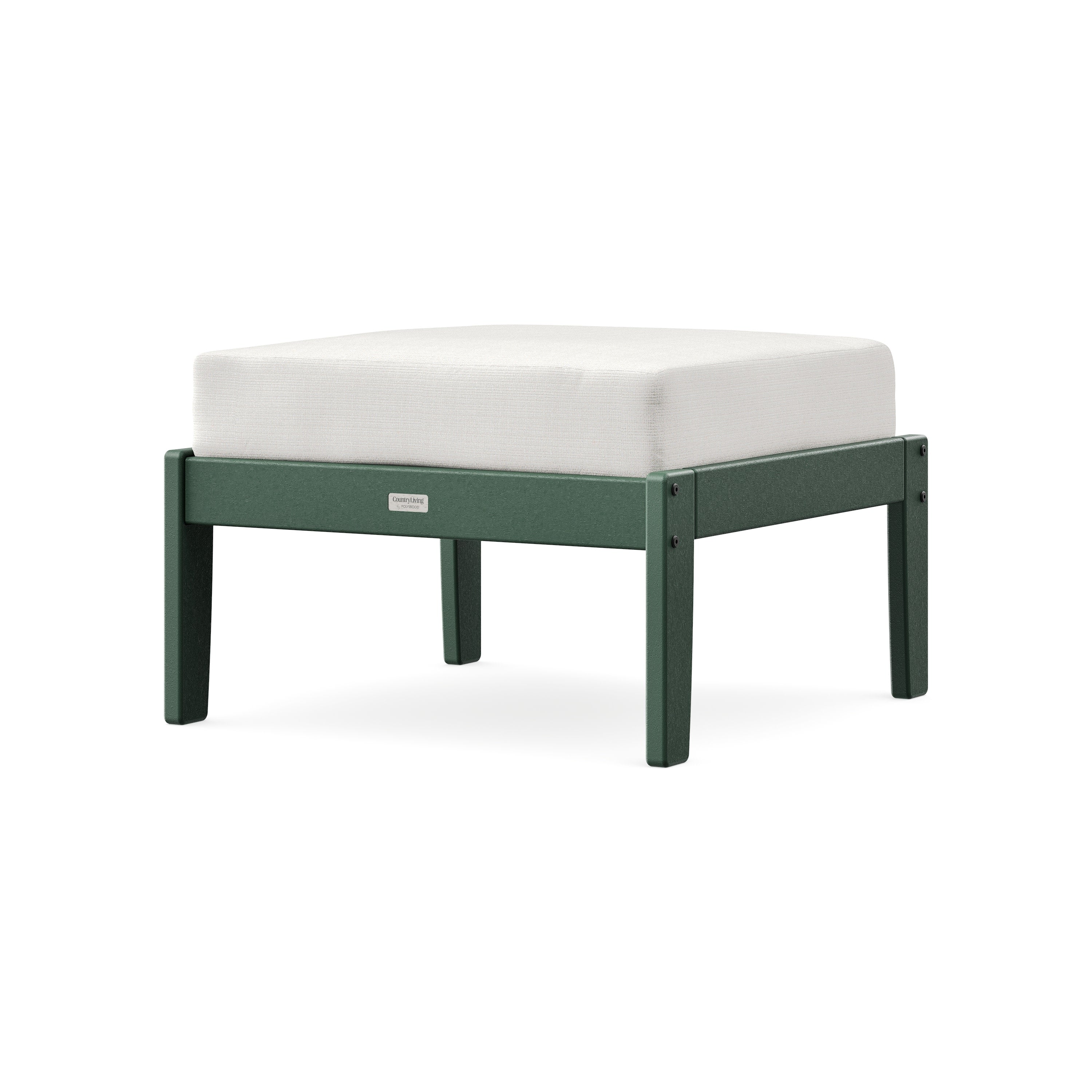 Cottage Deep Seating Ottoman in Green / Natural Linen