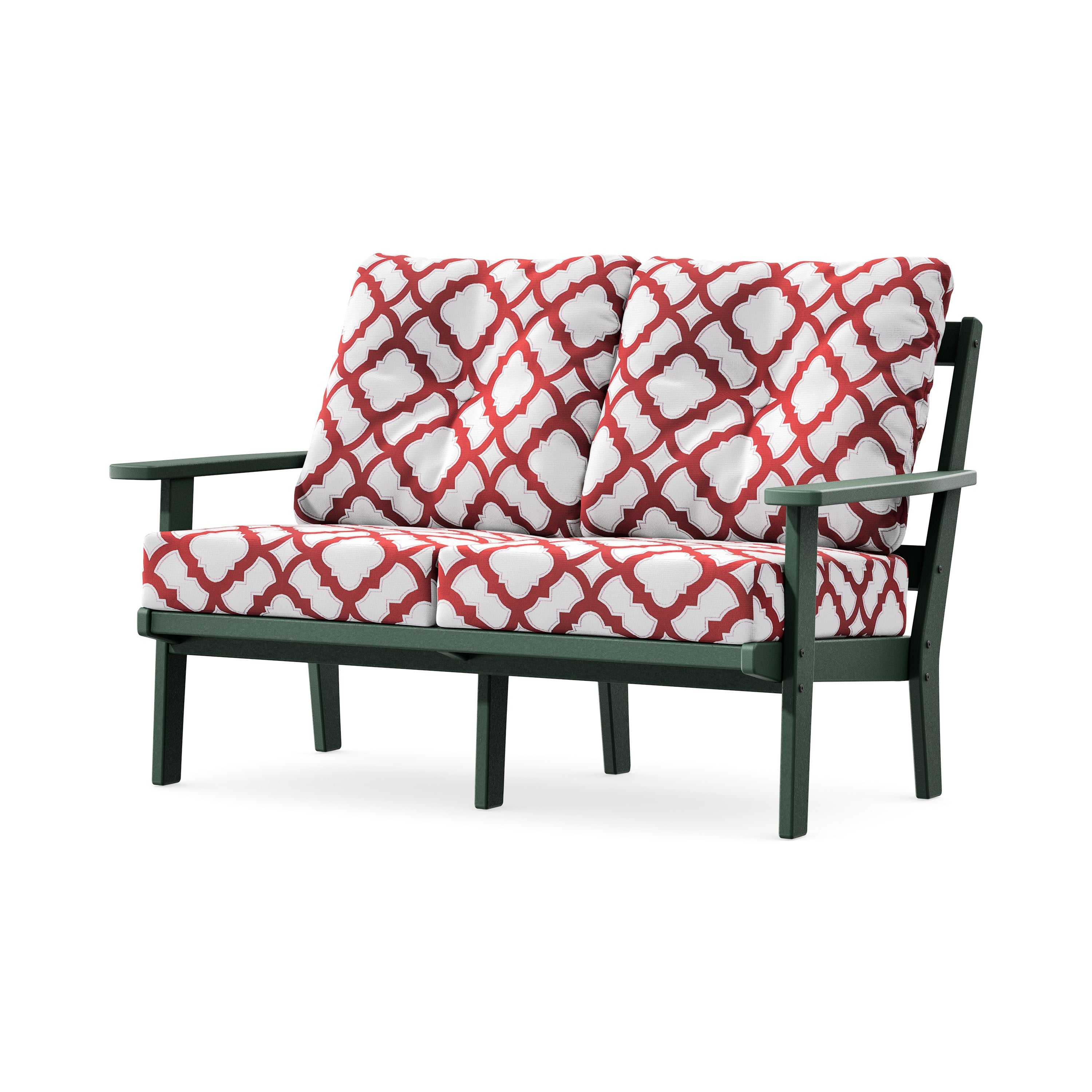 Prairie Deep SeatingLoveseat in Green / Trellis Crimson