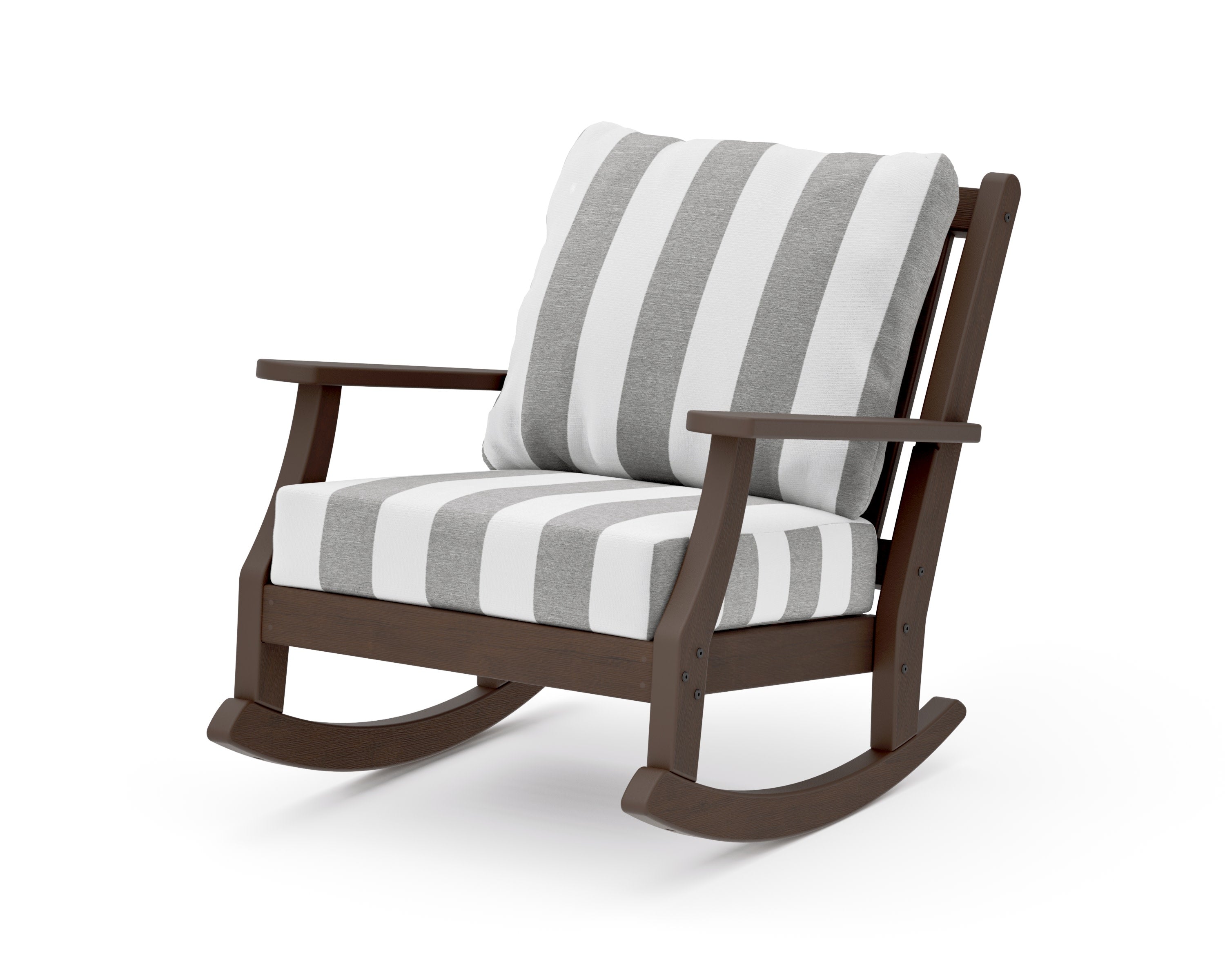 Wovendale Deep Seating Rocking Chair in Kona / Cabana Stripe Grey Mist