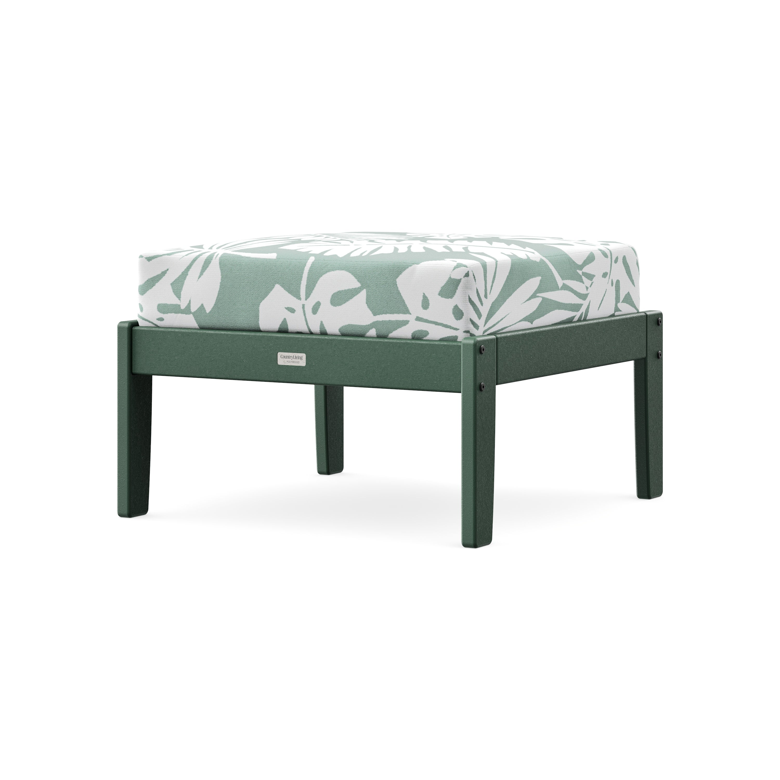 Cottage Deep Seating Ottoman in Green / Leaf Glacier Spa