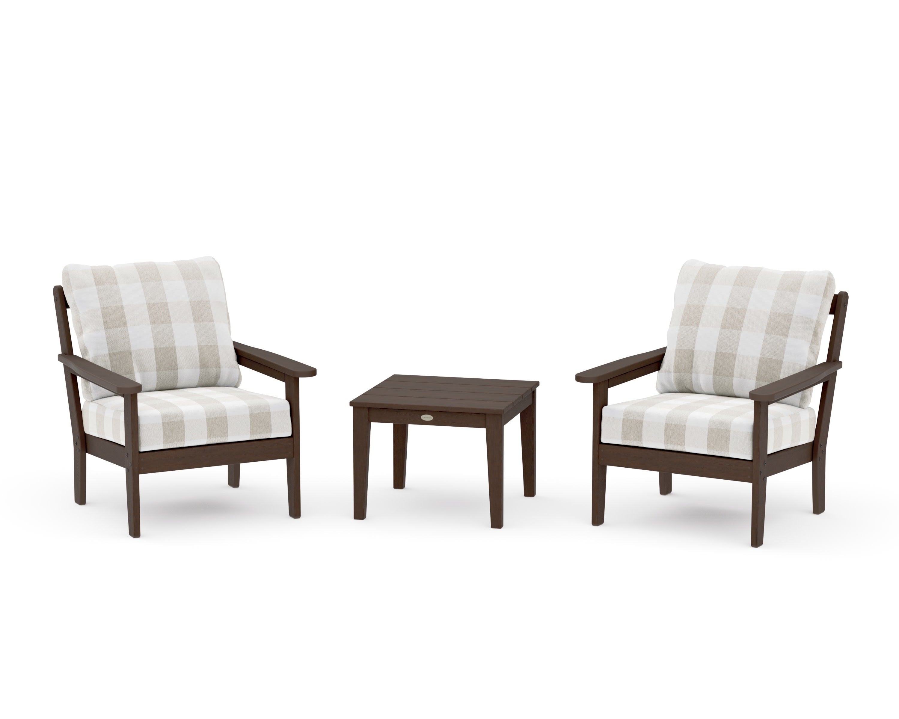 Cottage 3-Piece Deep Seating Set in Kona / Buffalo Plaid Dune Burlap