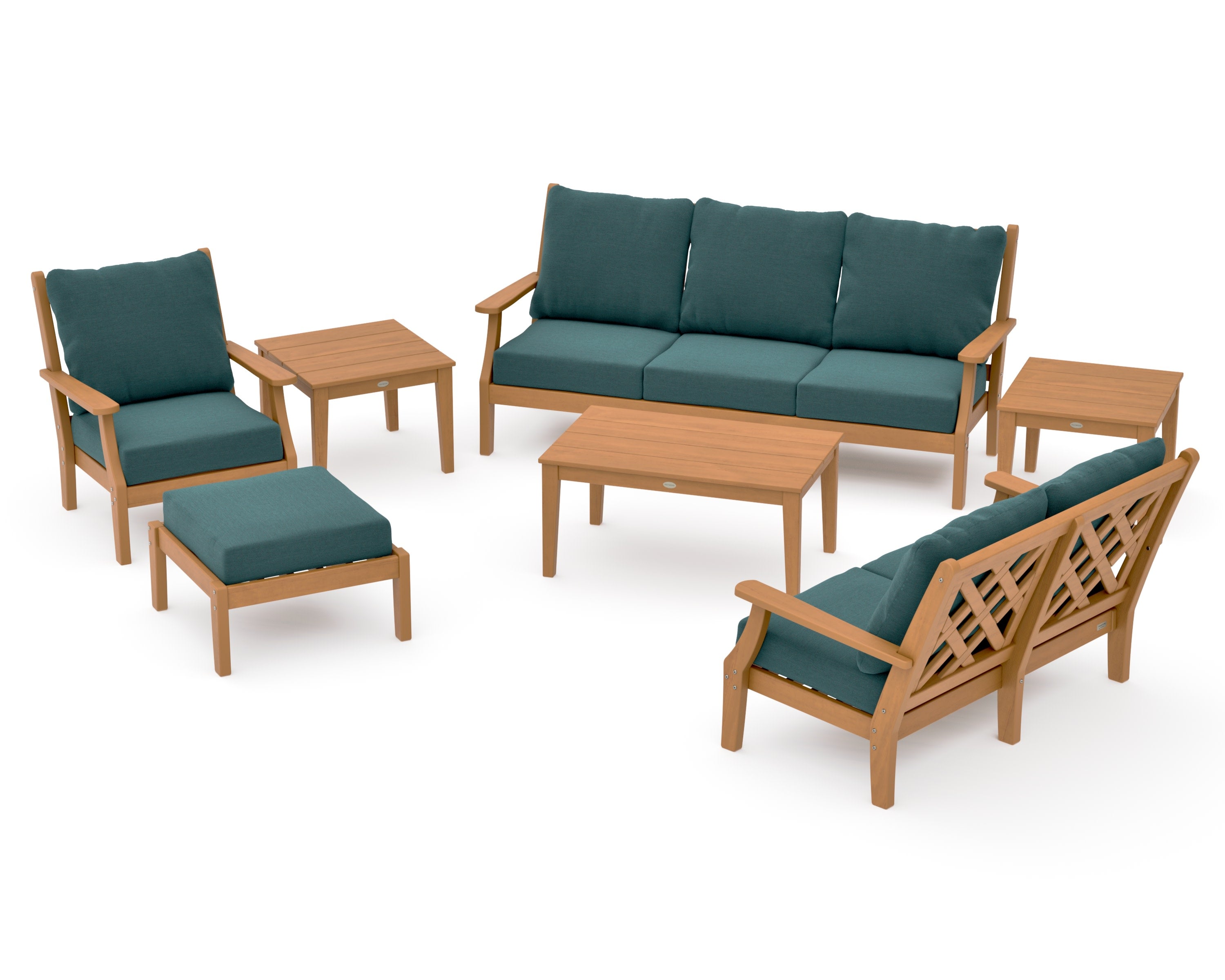 Wovendale 7-Piece Deep Seating Set in Natural / Ocean Teal