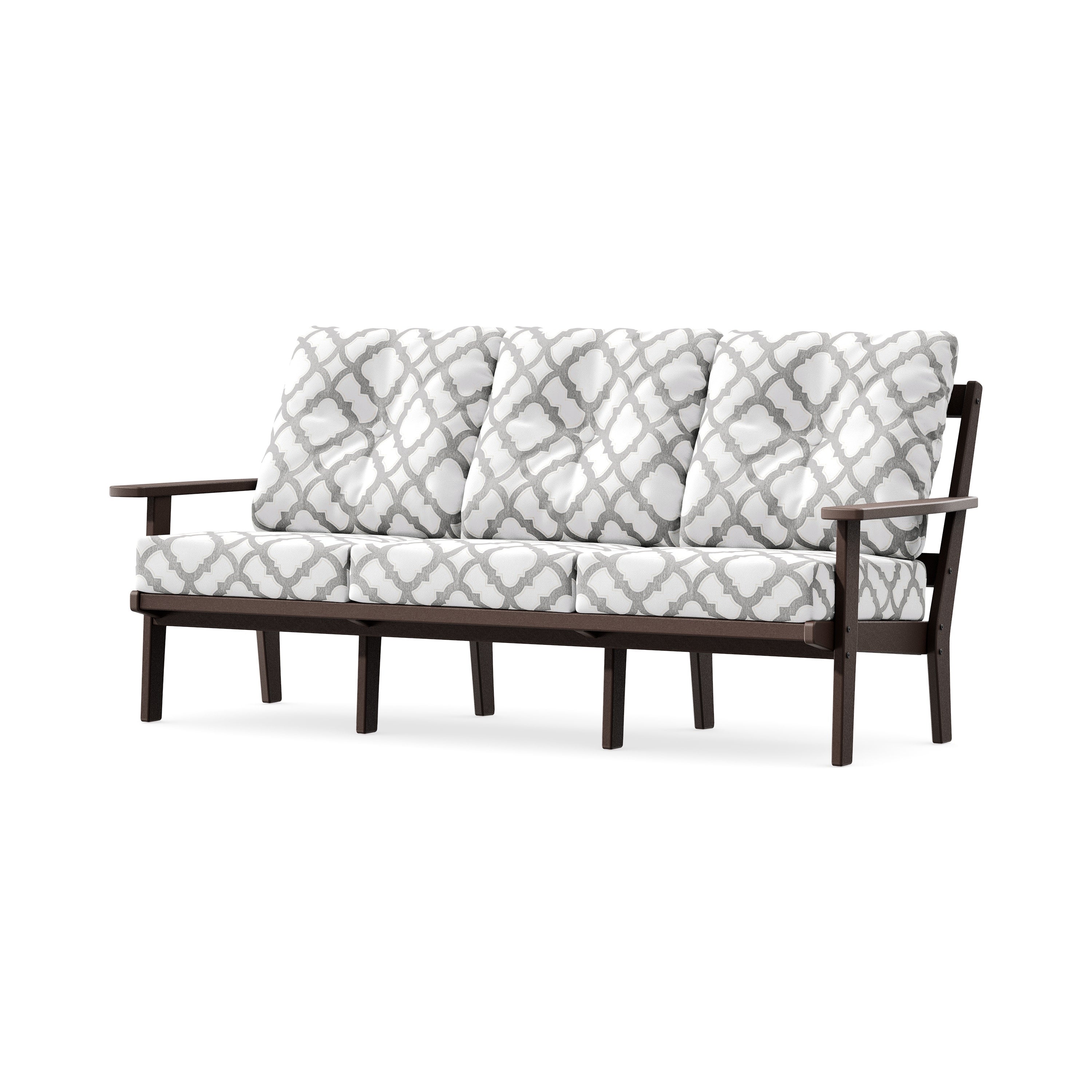 PrairieDeep Seating Sofa in Mahogany / Trellis Grey Mist