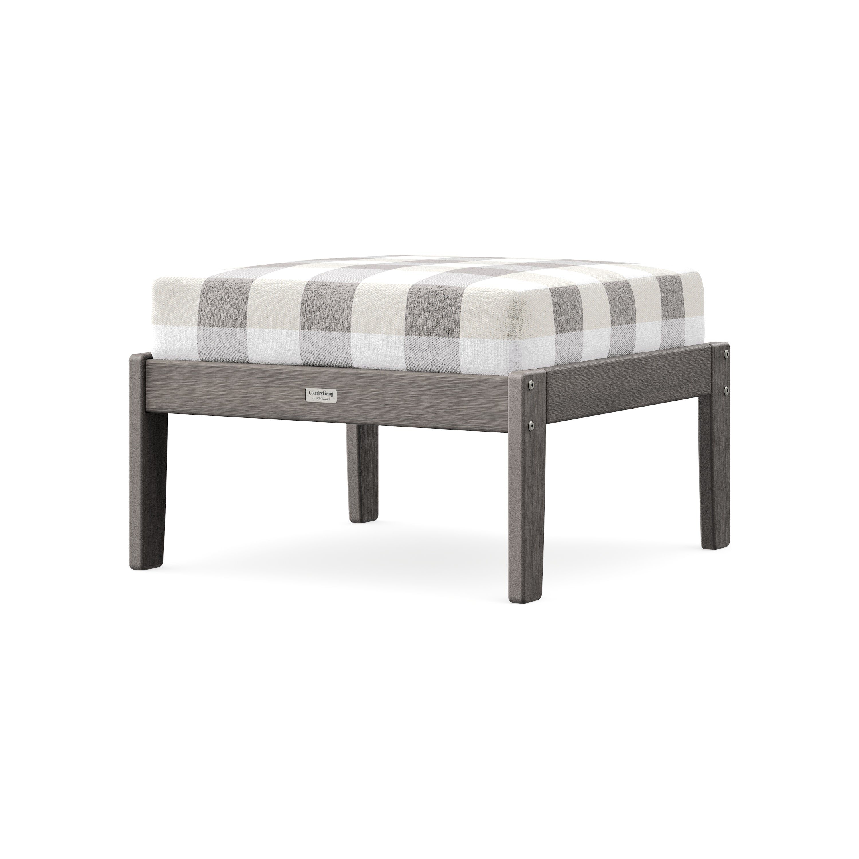 Cottage Deep Seating Ottoman in Driftwood / Buffalo Plaid Grey Mist