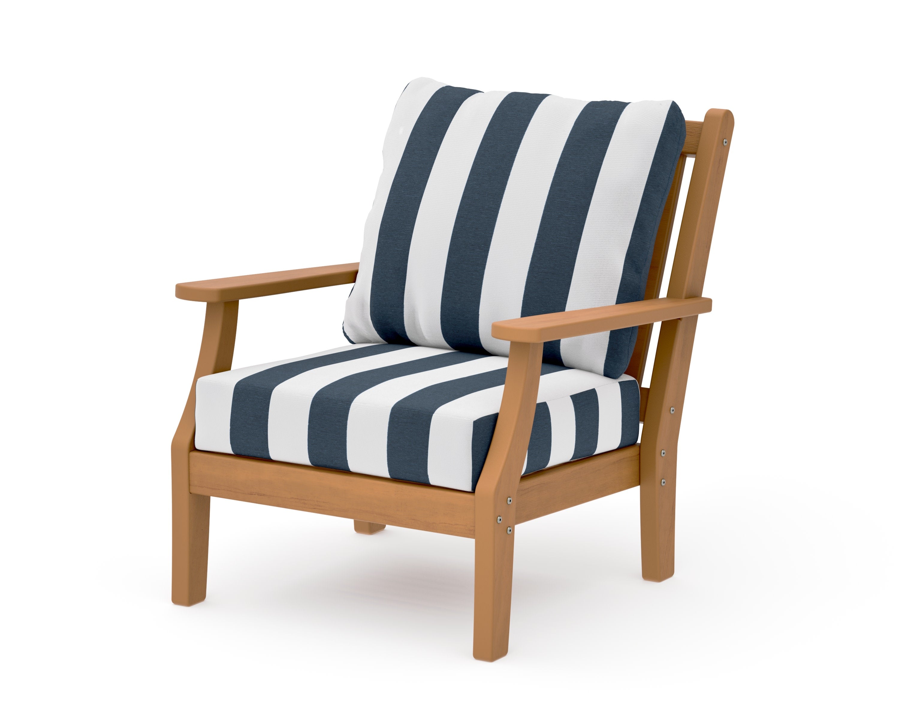 Wovendale Deep Seating Chair in Natural / Cabana Stripe Marine Indigo