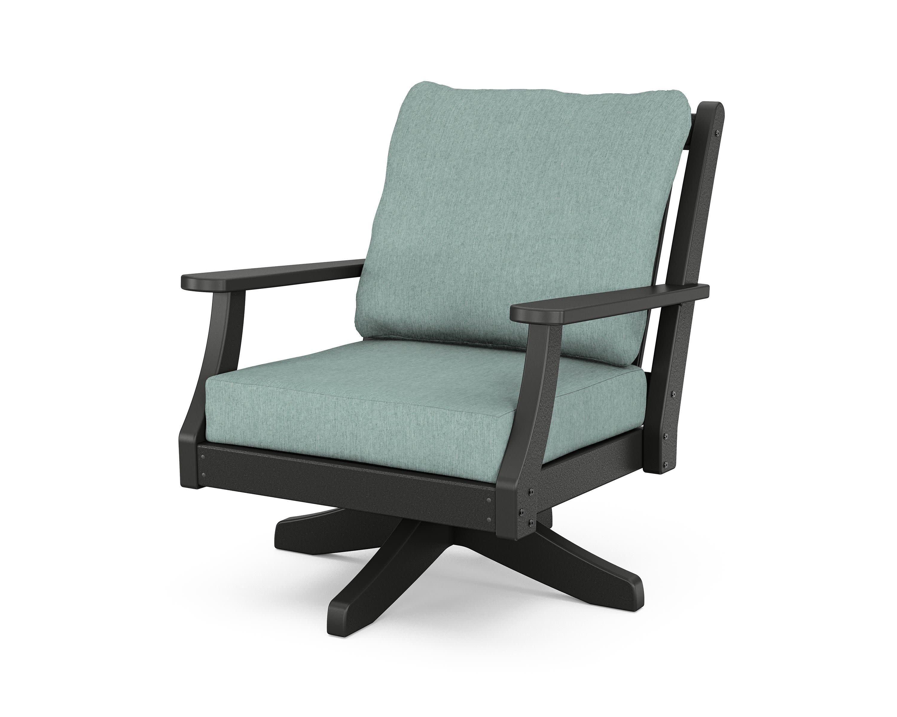 Wovendale Deep Seating Swivel Chair in Black / Glacier Spa