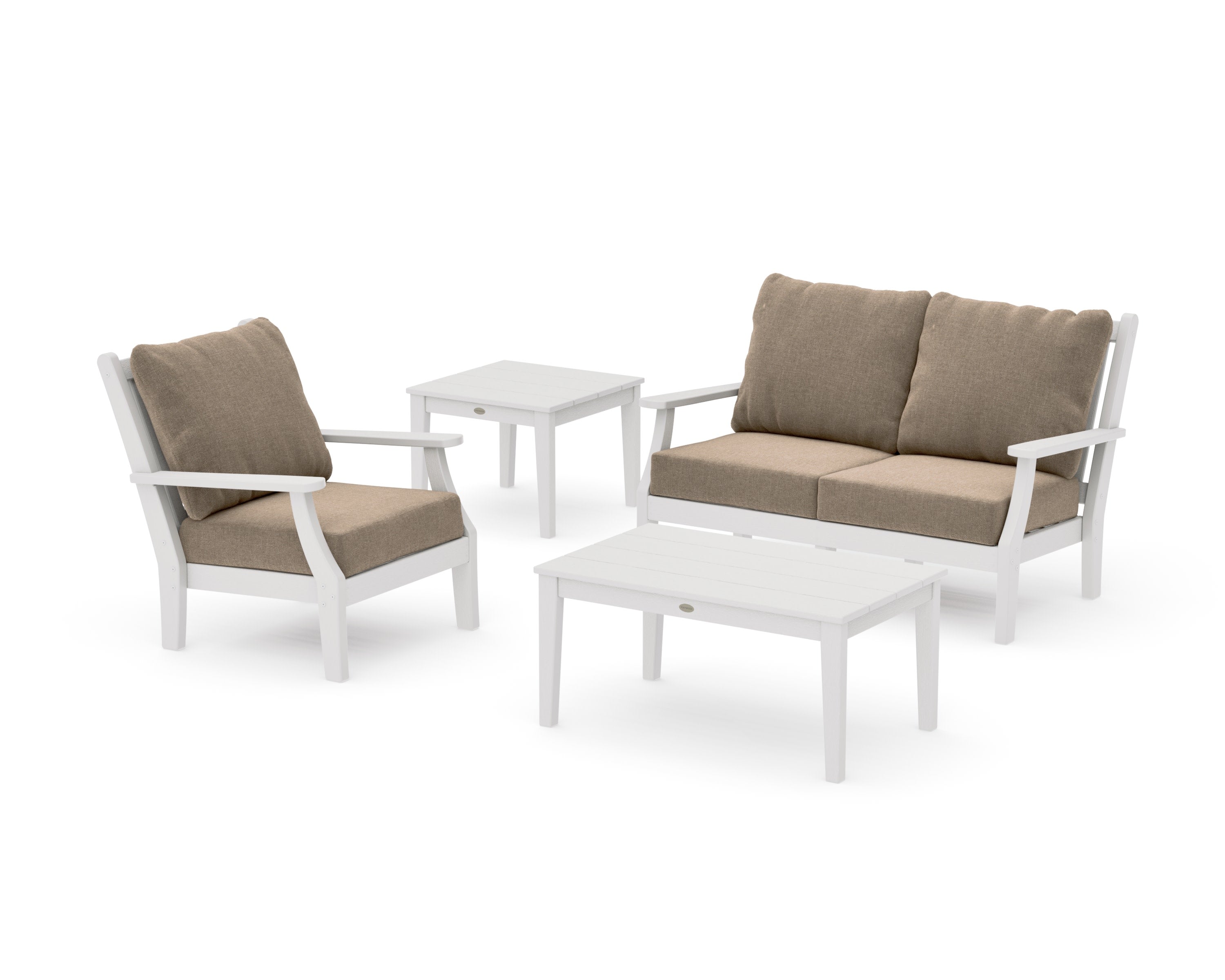 Wovendale 4-Piece Deep Seating Set in Vintage White / Spiced Burlap