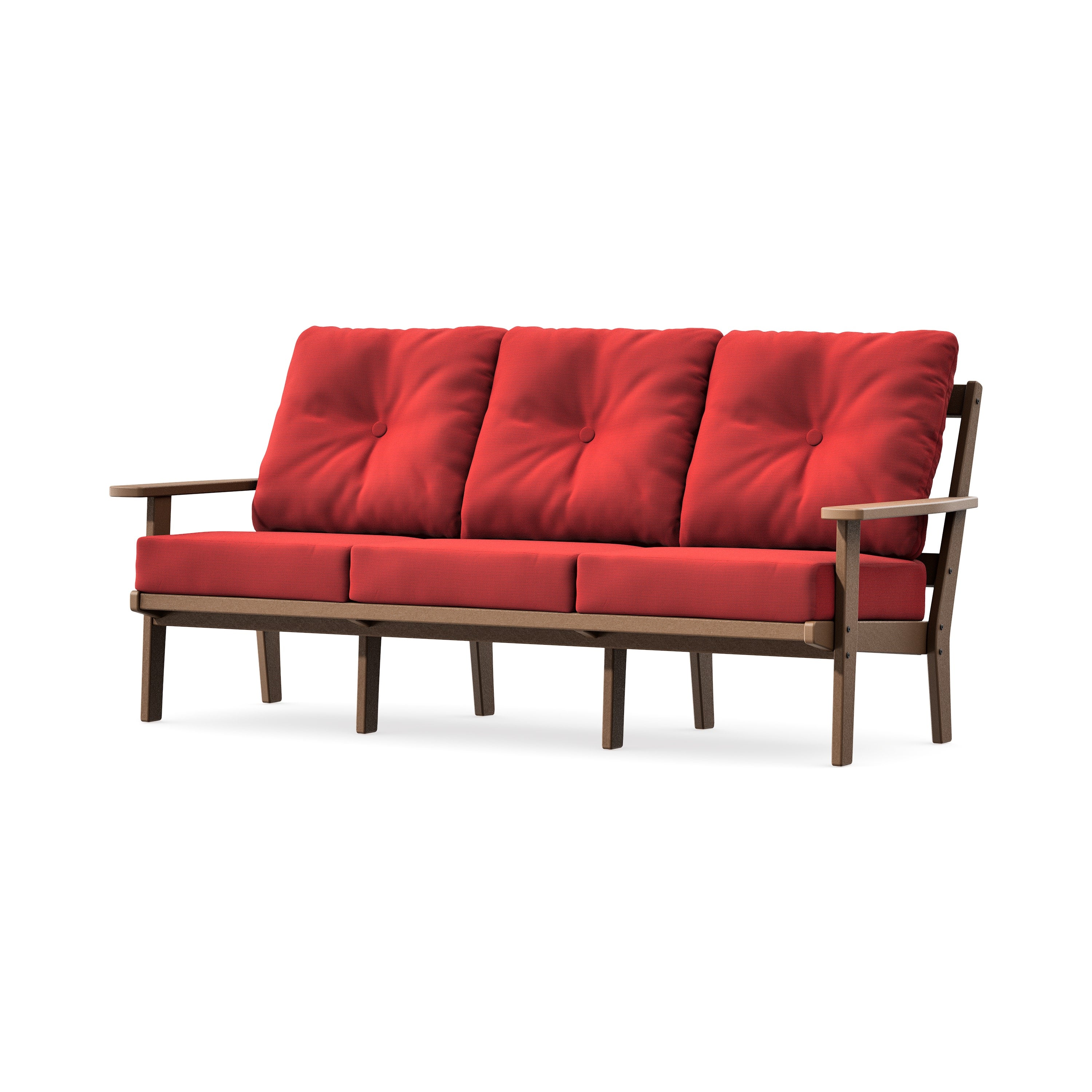 PrairieDeep Seating Sofa in Teak / Crimson Linen