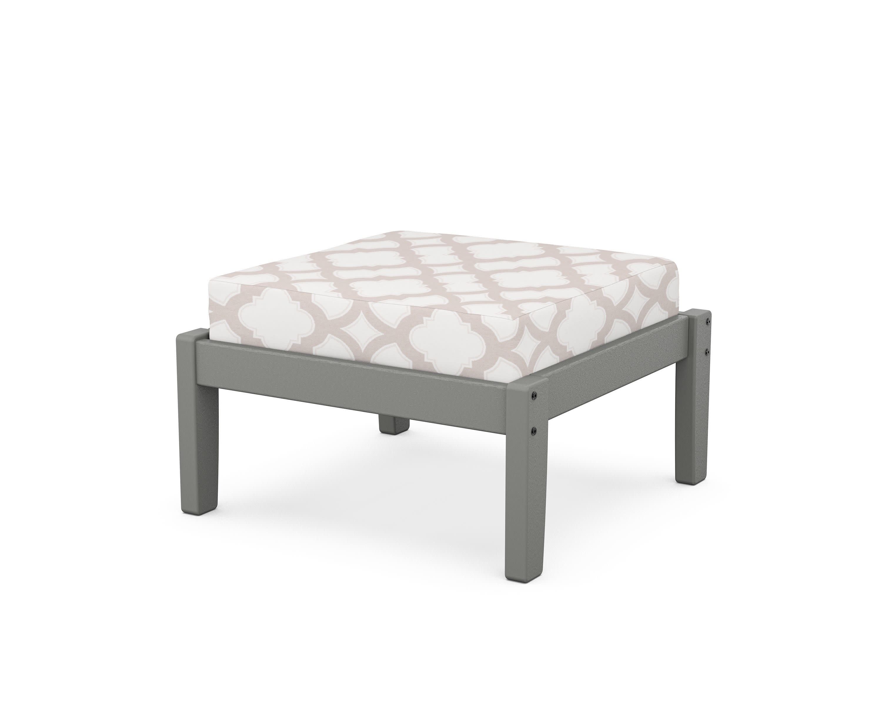 Deep Seating Ottoman in Slate Grey / Trellis Dune Burlap