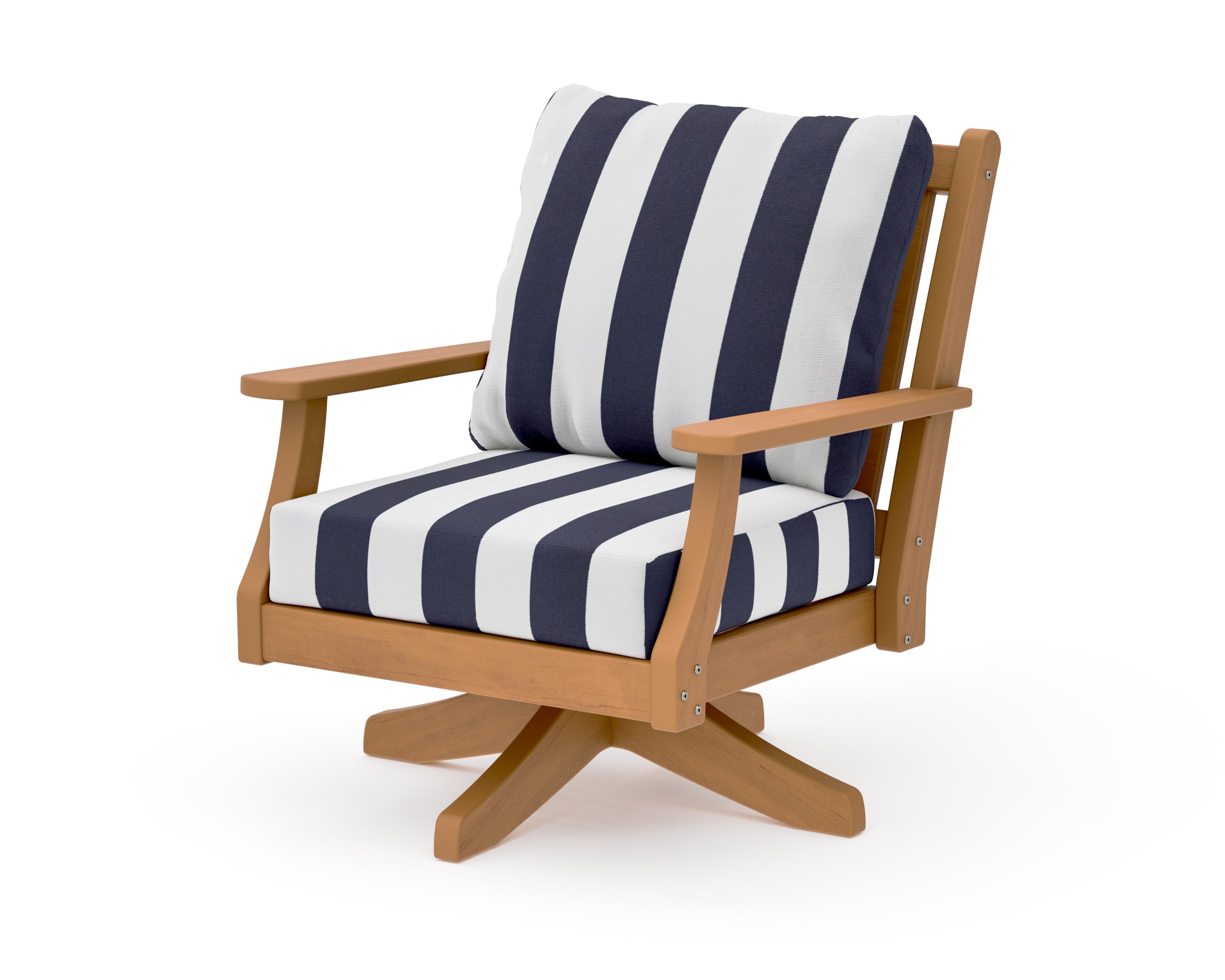 Wovendale Deep Seating Swivel Chair in Natural / Cabana Stripe Navy