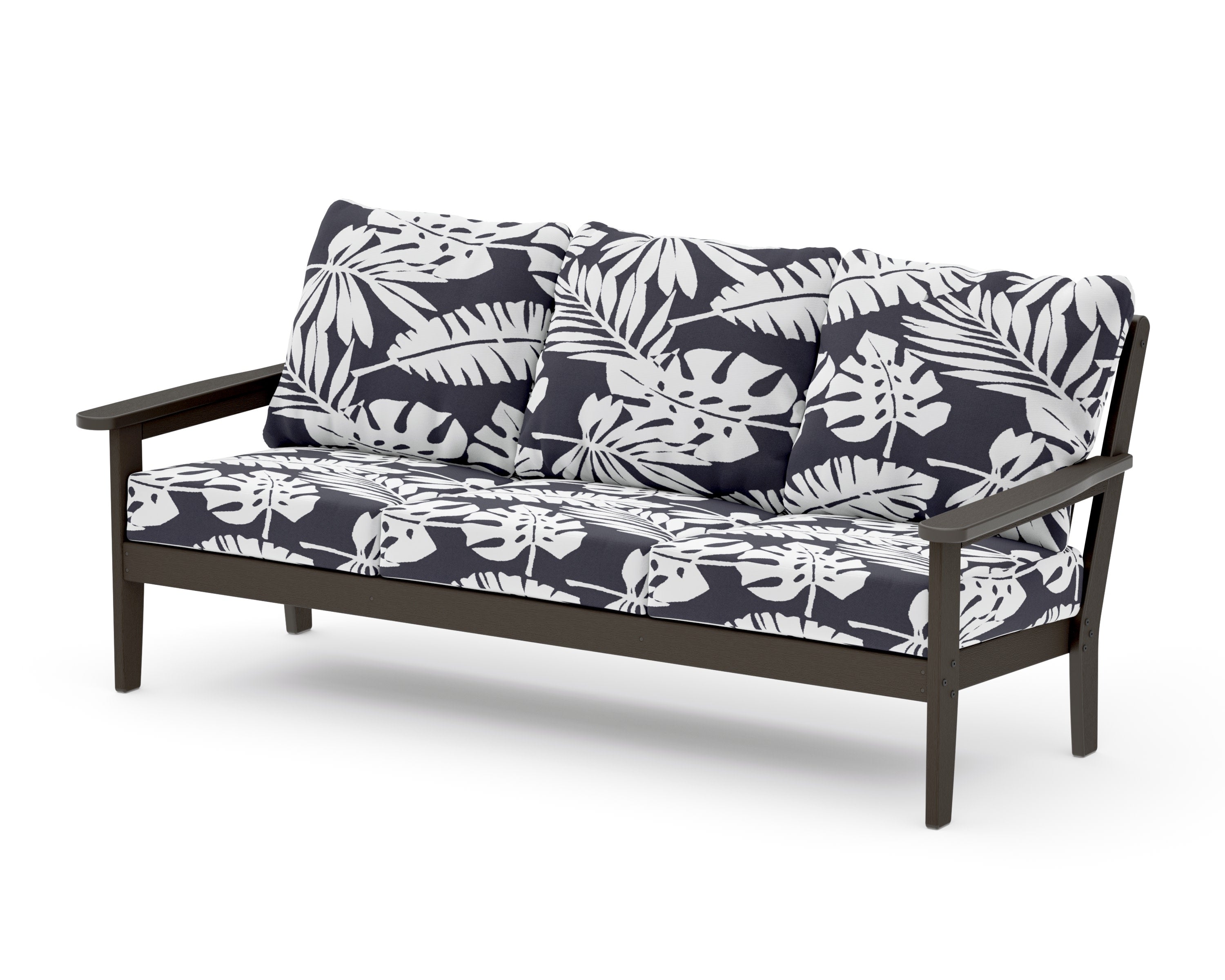 Cottage Deep Seating Sofa in Vintage Coffee / Leaf Navy