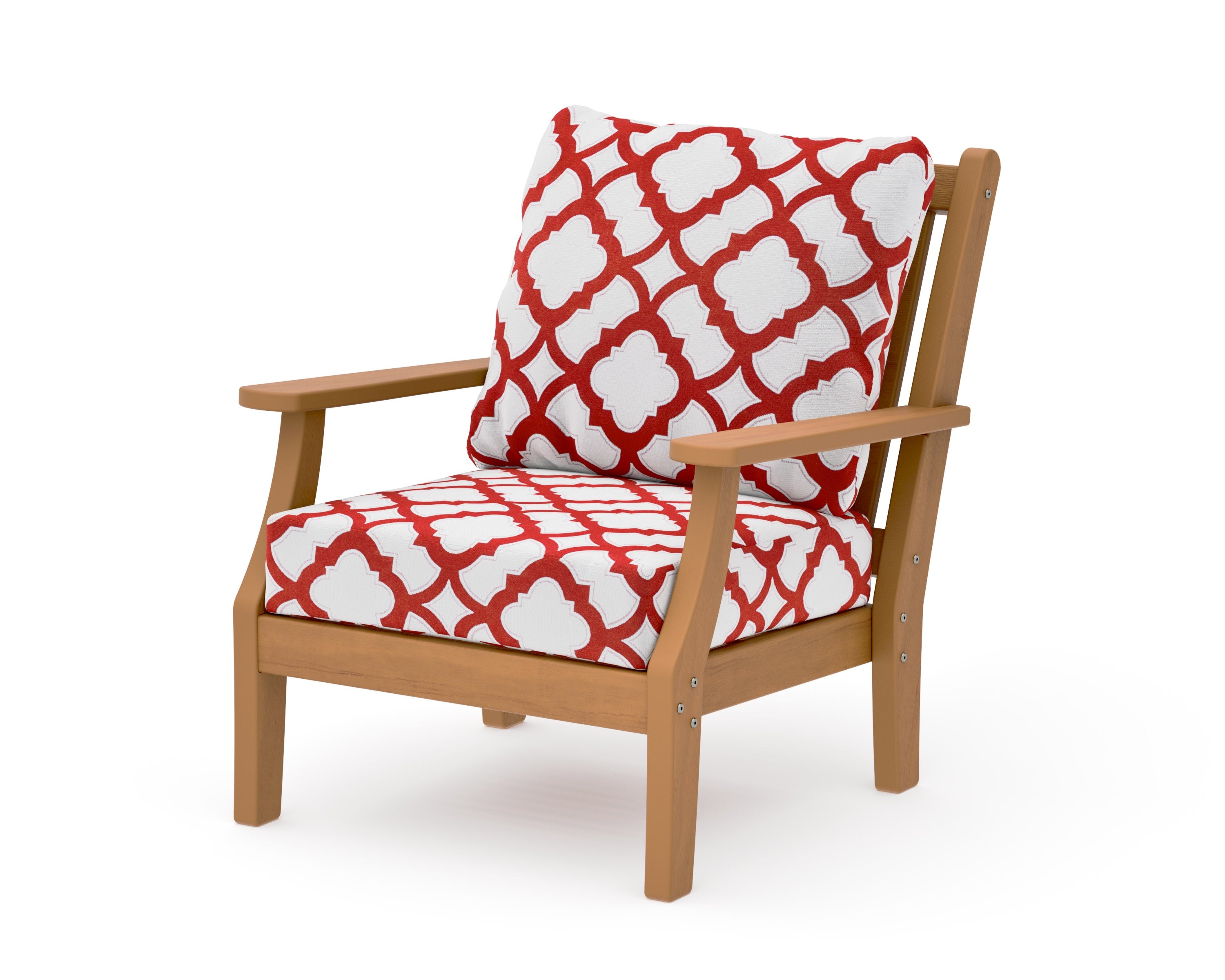 Wovendale Deep Seating Chair in Natural / Trellis Crimson