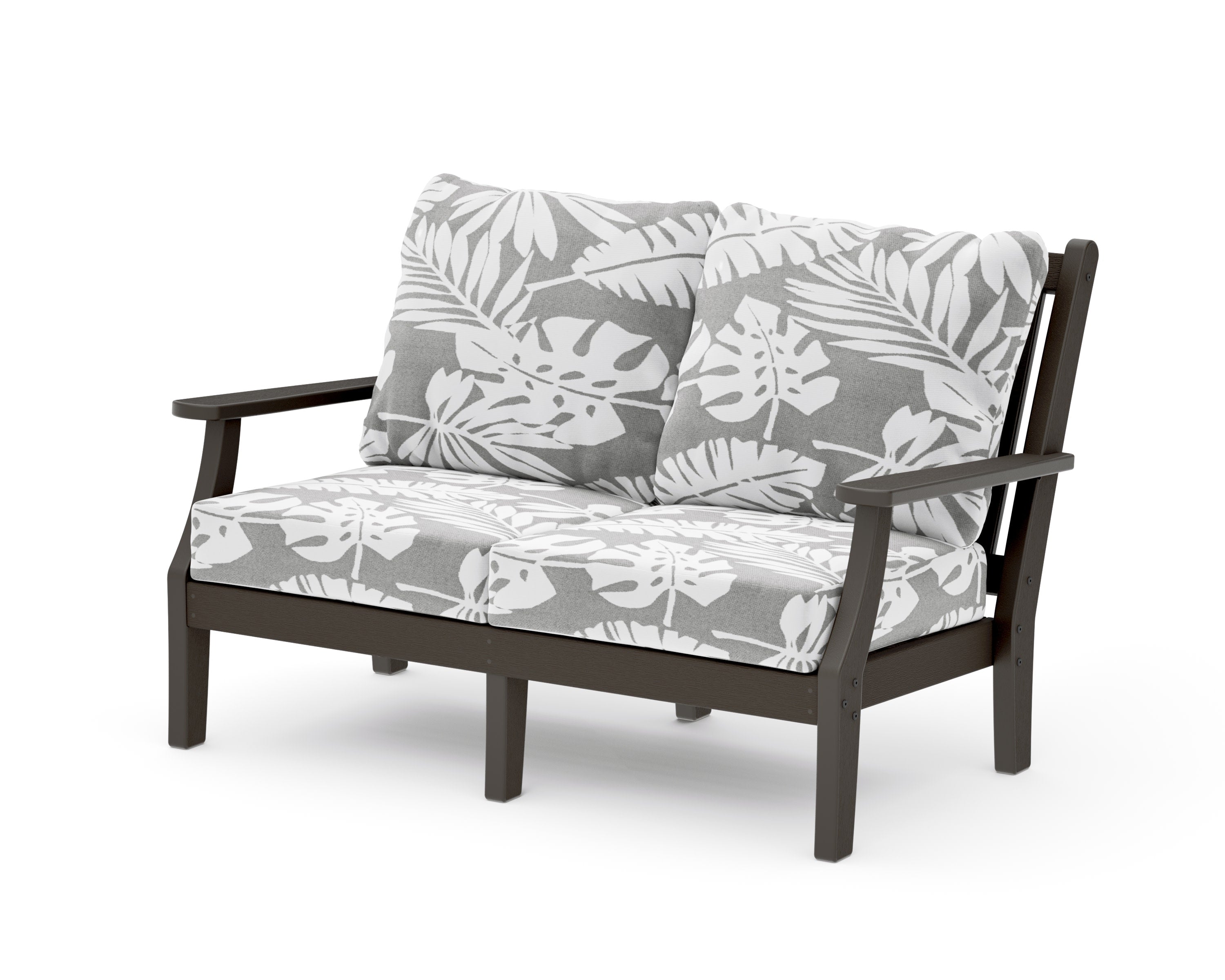 Wovendale Deep Seating Loveseat in Vintage Coffee / Leaf Grey Mist