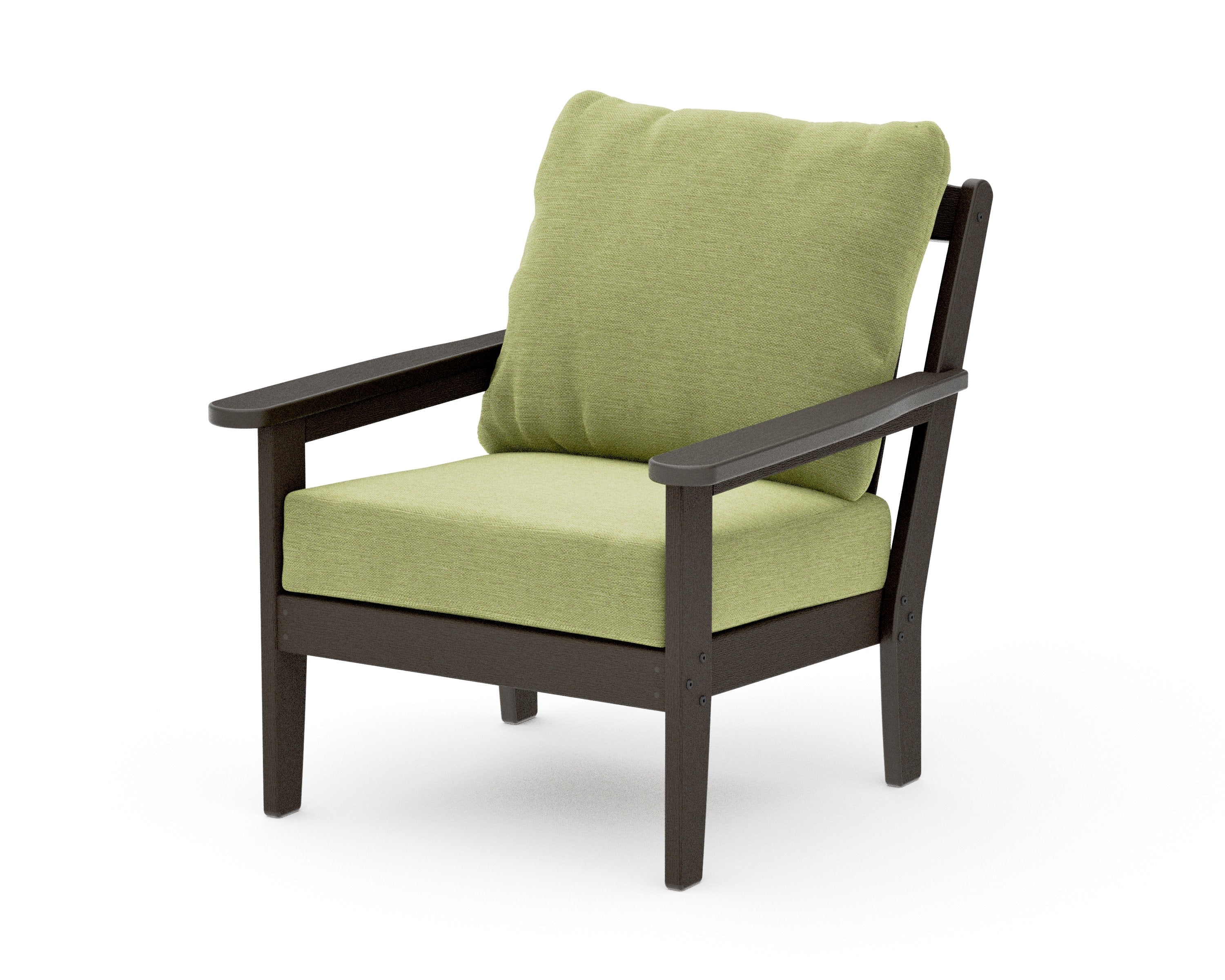 Cottage Deep Seating Chair in Vintage Coffee / Chartreuse Boucle