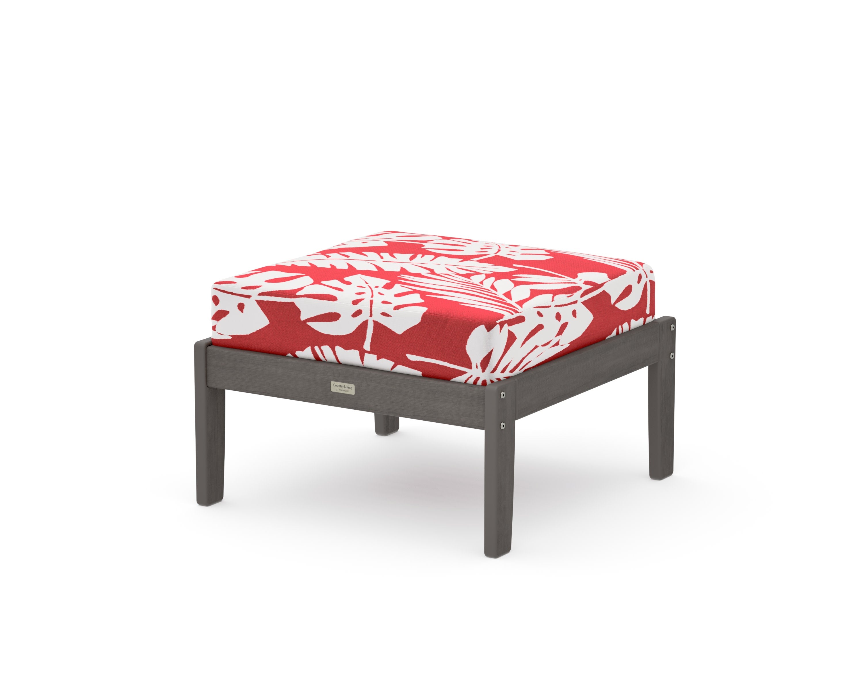 Cottage Deep Seating Ottoman in Driftwood / Leaf Crimson