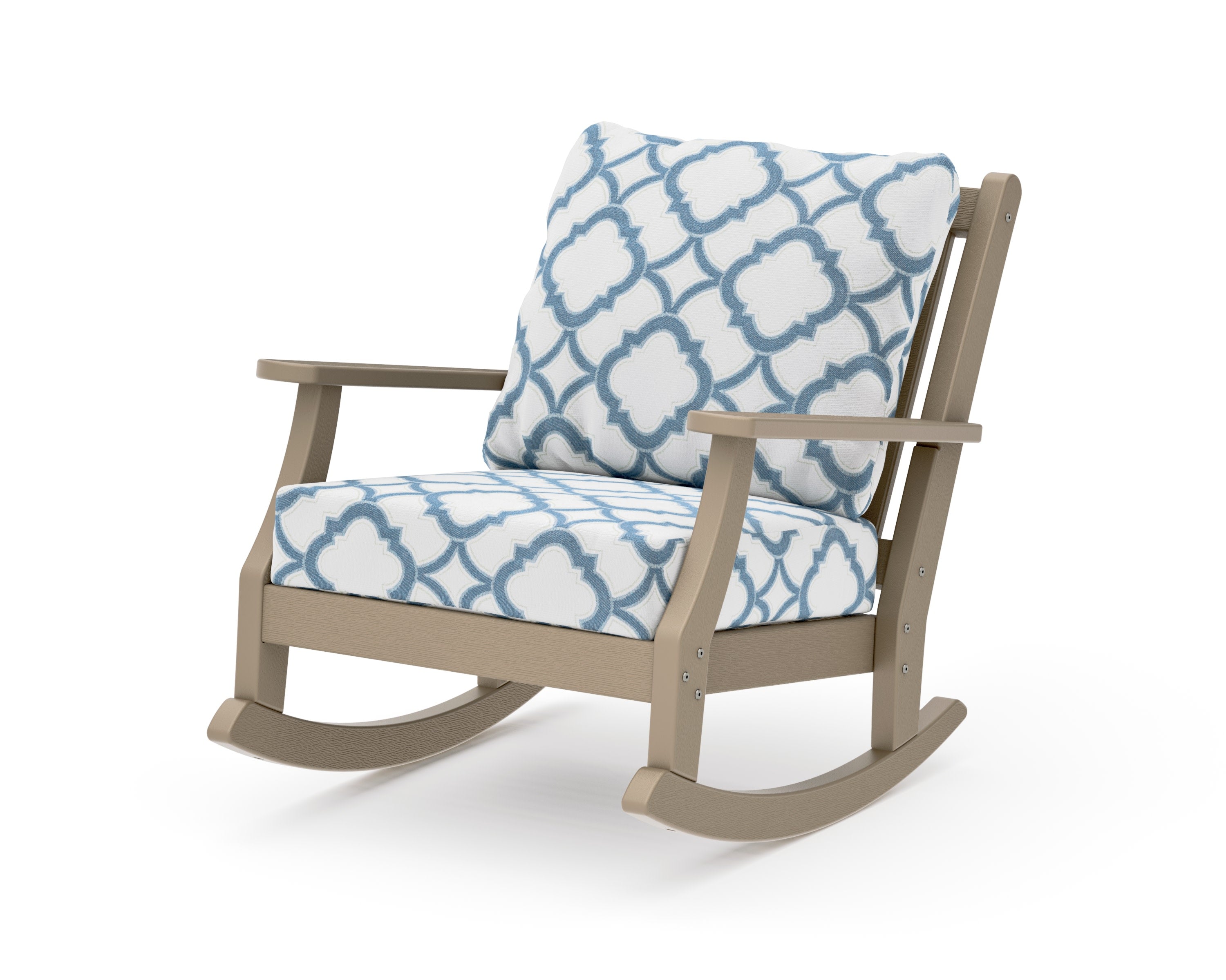 Wovendale Deep Seating Rocking Chair in Vintage Sahara / Trellis Sky Blue