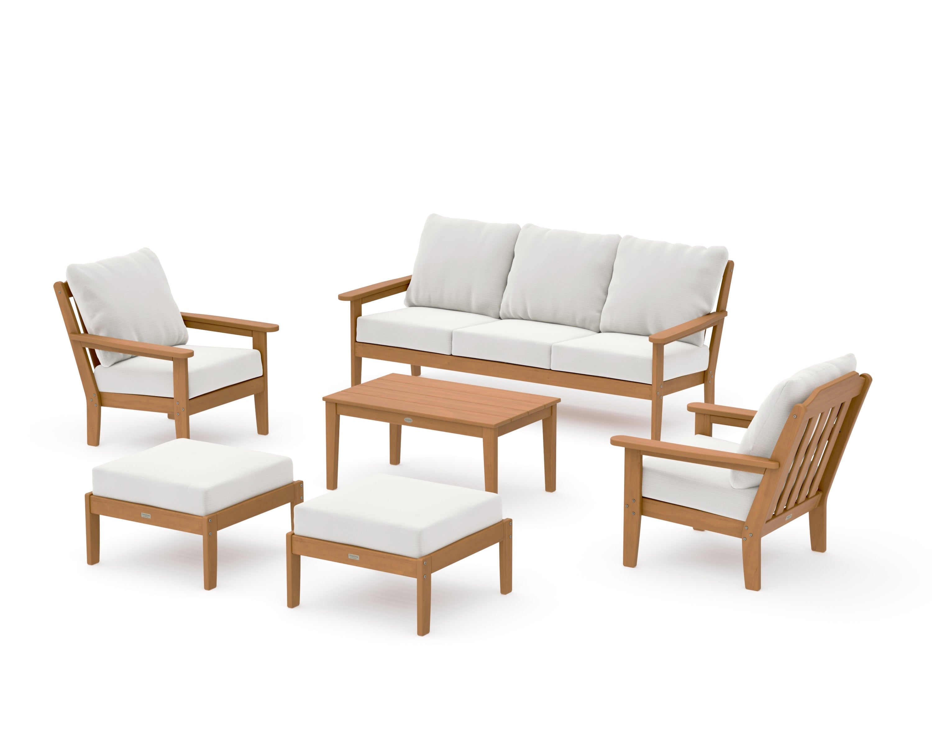 Cottage 6-Piece Lounge Sofa Set in Natural / Natural Linen