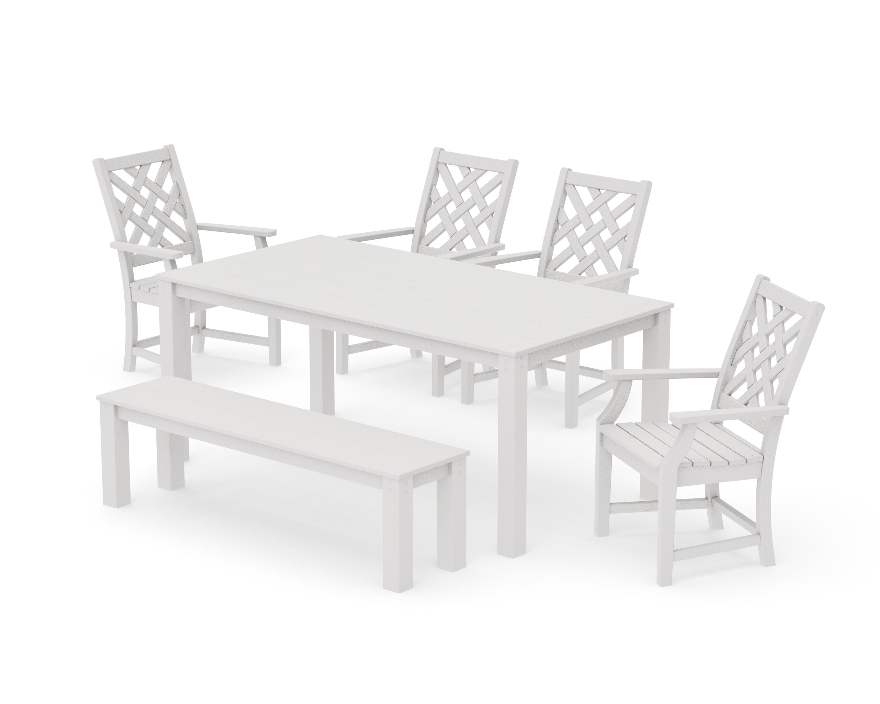 Wovendale 6-Piece Parsons Dining Set with Bench in Vintage White