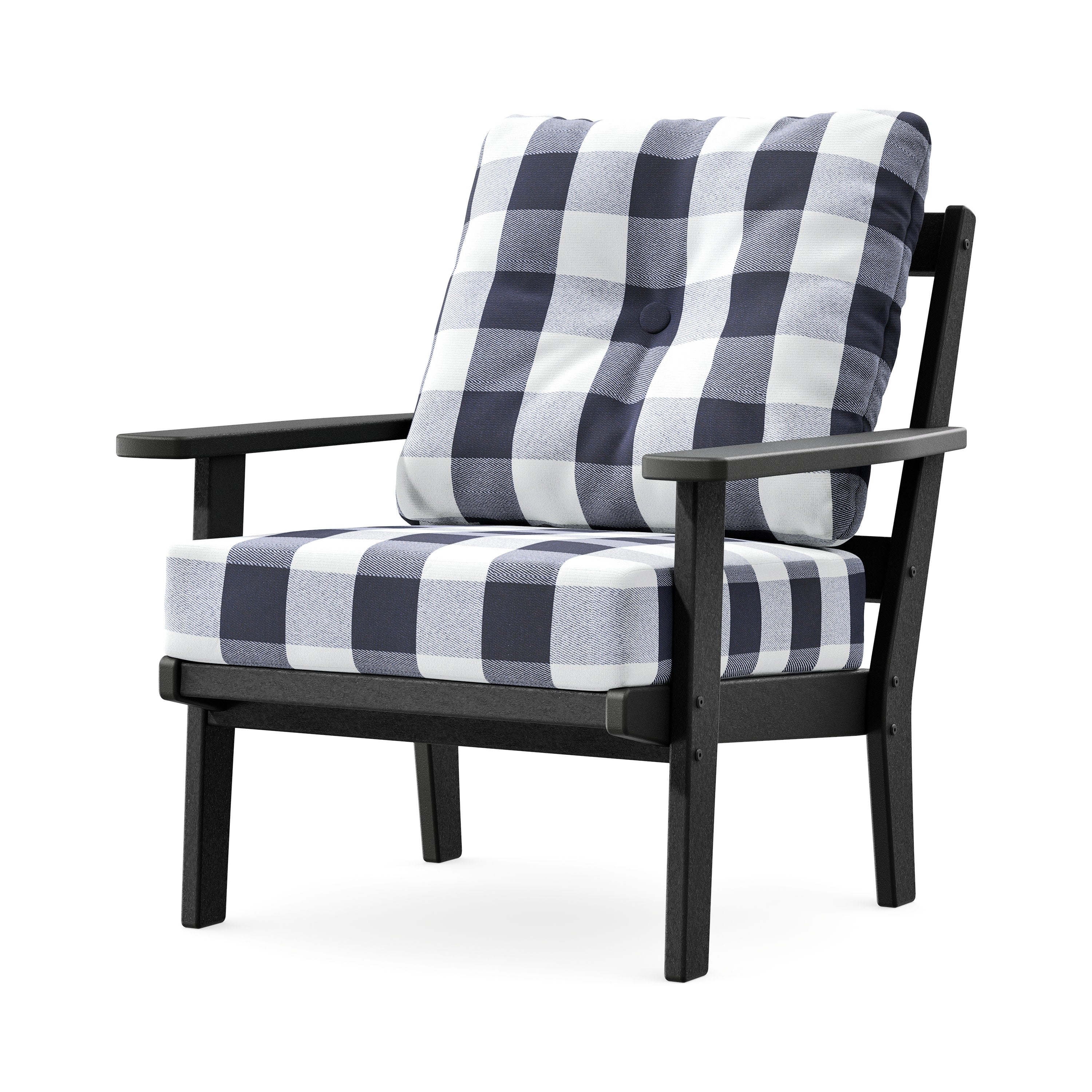 Prairie Deep Seating Chair in Black / Buffalo Plaid Navy