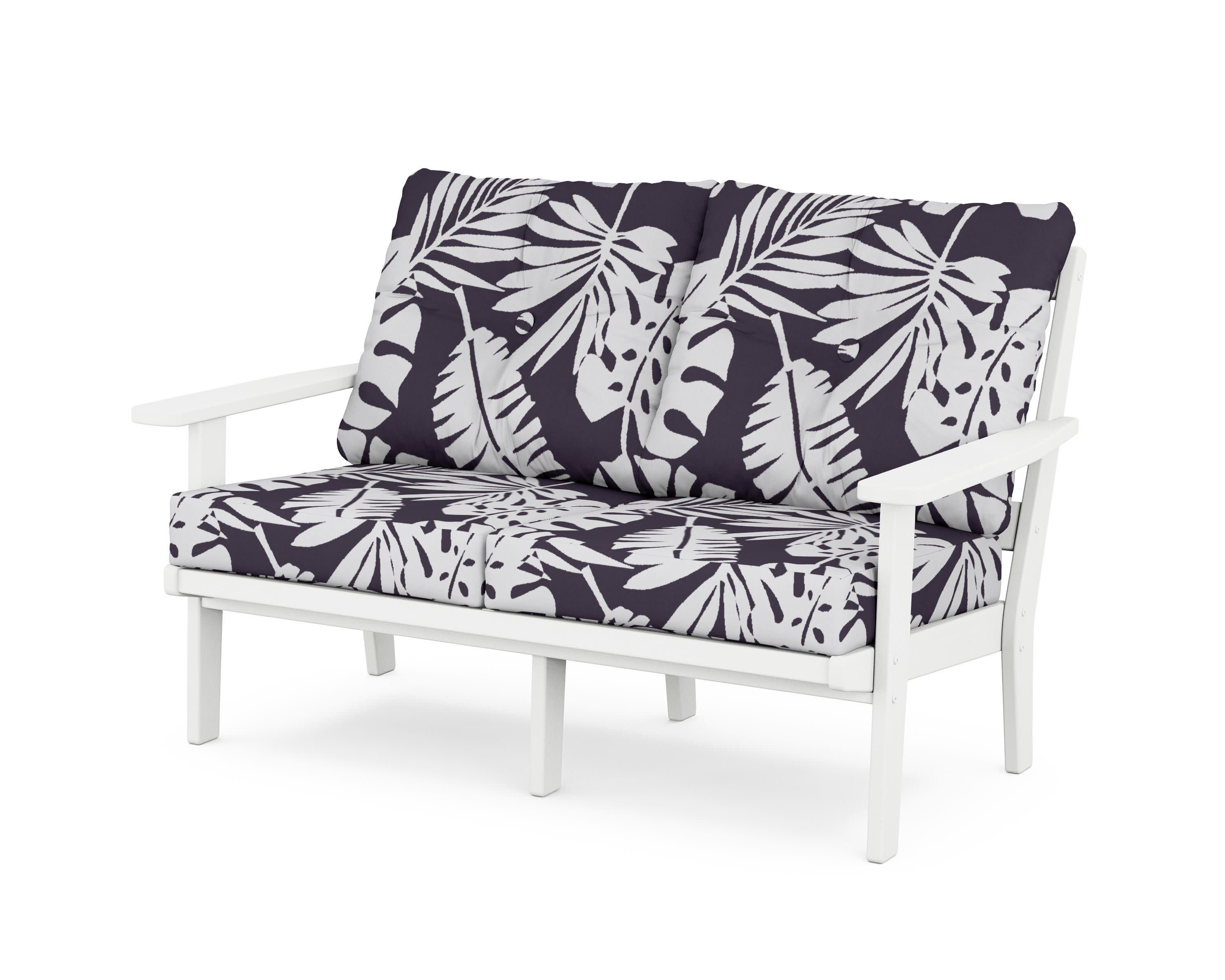 Prairie Deep SeatingLoveseat in White / Leaf Navy